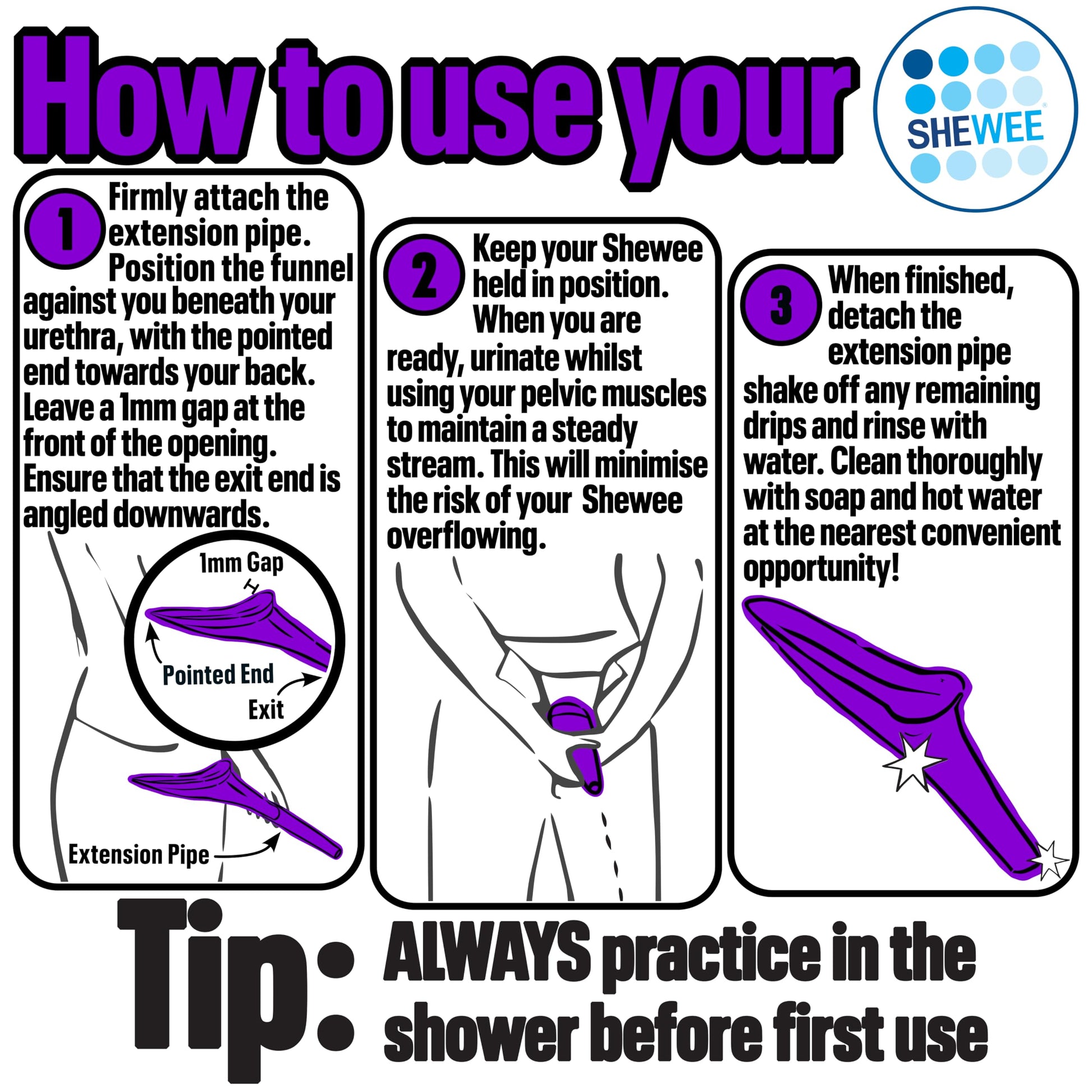 SHEWEE Flexi – The Original Female Urinal – Made in The UK – Reusable, Flexible & Portable Urination Device. Festival, Camping, Car, Hiking Essentials for Women. Stand to Pee Funnel – Purple - Medaid International