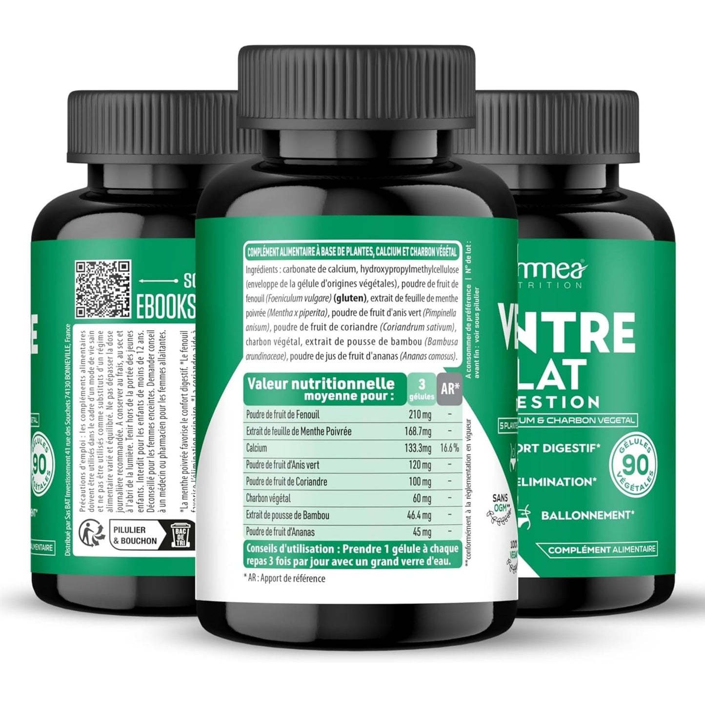 Ventre plat BIO digestion minceur extra fort-Perte de poids rapide et efficace-Coupe faim puissant-Brûle graisse- Drainant-Amincissant-Charbon végétal-90 gélules - Medaid International