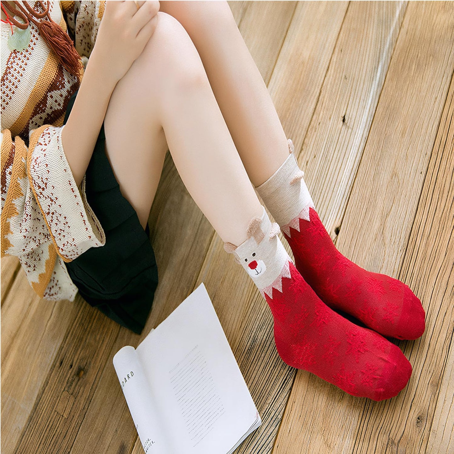 Christmas Crew Socks for Adults Holiday Novelty Striped Socks Festive Winter Accessories for Party Work and Home Wear - Medaid International