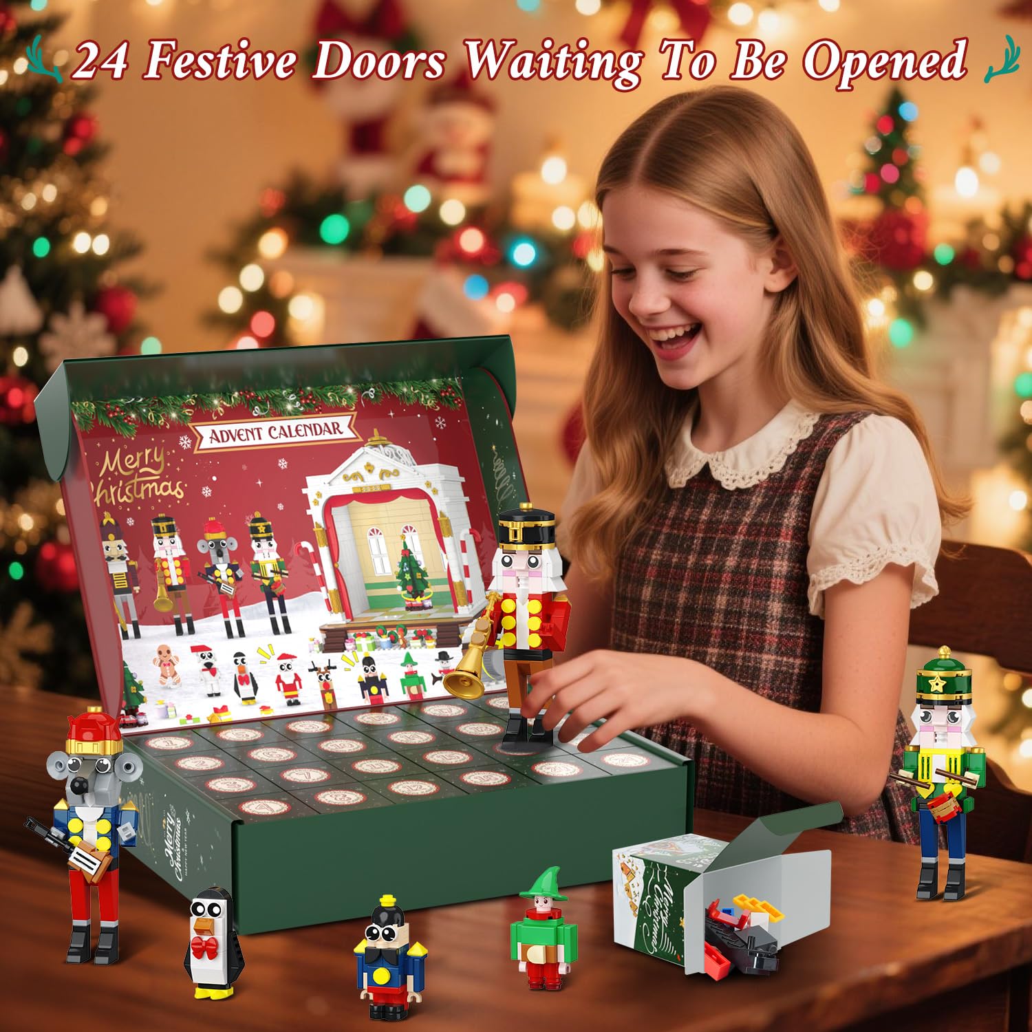 HOGOKIDS Advent Calendar 2025 Nutcracker Theater Building Set with Light, 24 Day Christmas Countdown Calendar 3.6 Mini Building Block Toy with 4 Nutcracker & 8 Minifigures, Gift for Adult Girl Boy 10+ - Medaid International