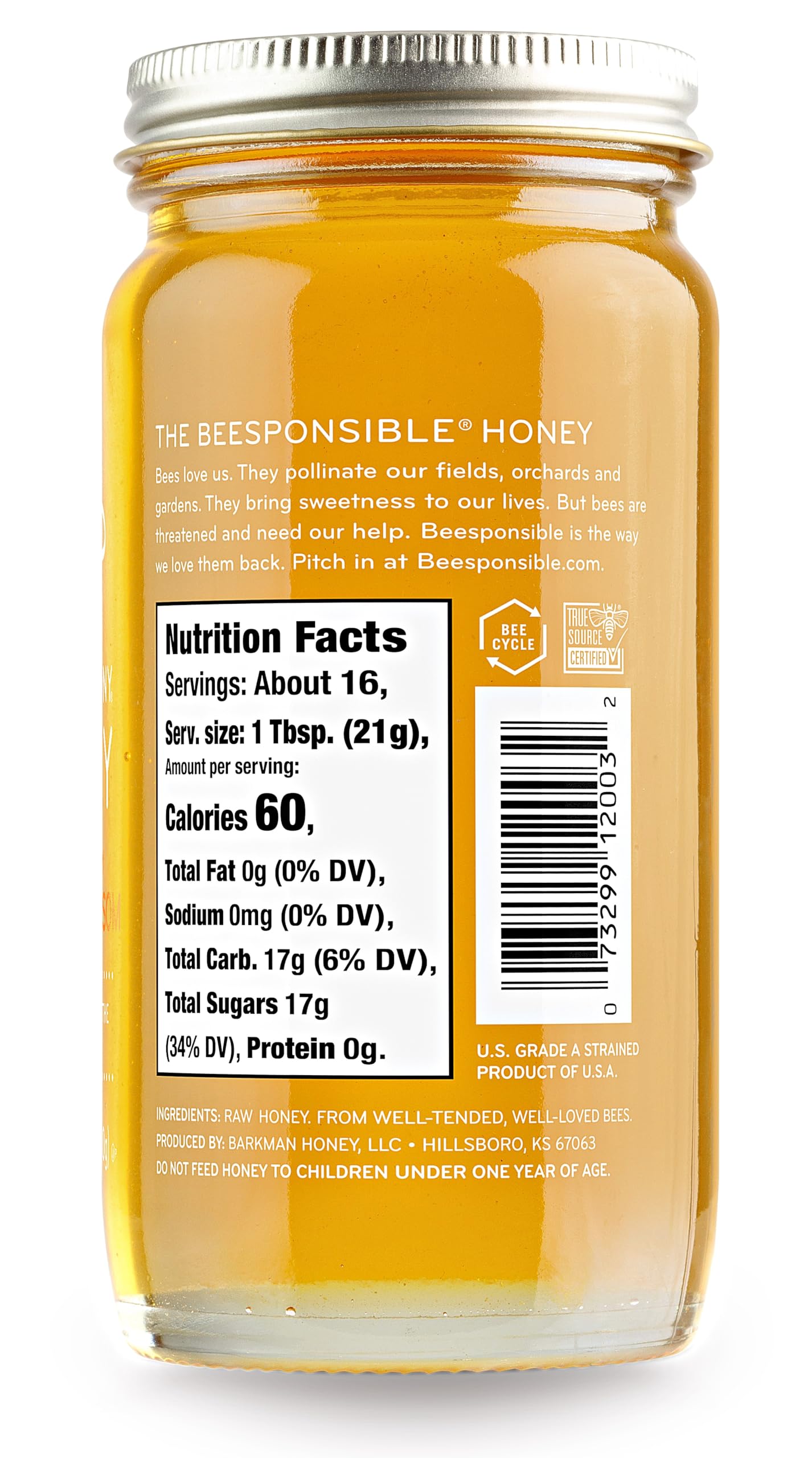 Bee Harmony American Raw Orange Blossom Honey, 12 Ounce - Medaid International