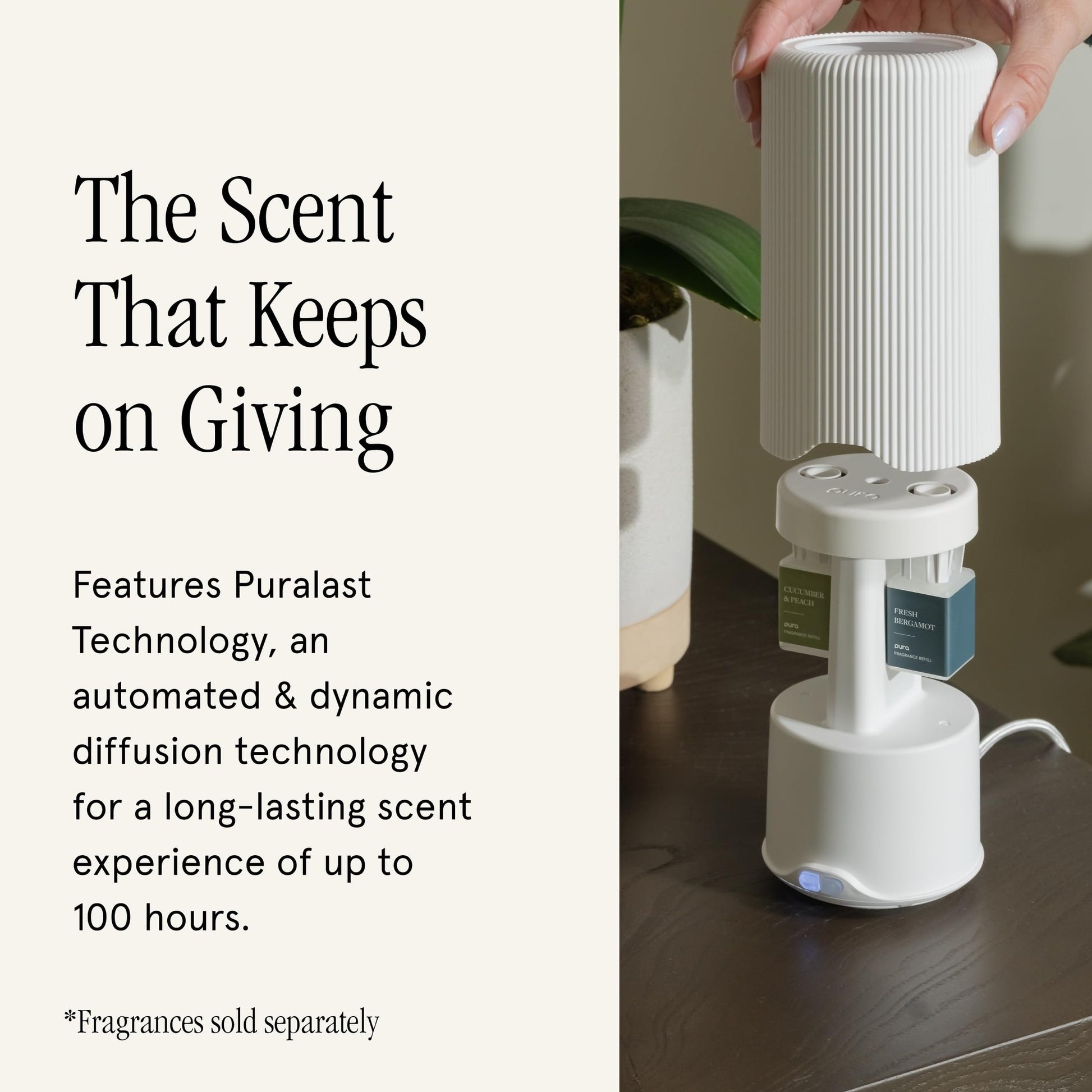 Pura Plus Smart Home Fragrance Diffuser for Large Spaces - Adjust Scent Intensity, Set Schedules & Timers, and More in Pura App - Fragrances Sold Separately - White - Medaid International