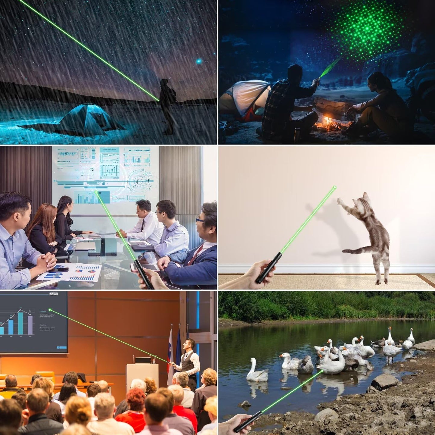 Green Laser Pointer High Power Rechargeable Lazer Pointer, Laser Pen with Long Range Adjustable Focus with Star Cap, Laser Pointer Pen Suitable for Outdoor, Astronomy, Cats Dogs (Green) - Medaid International