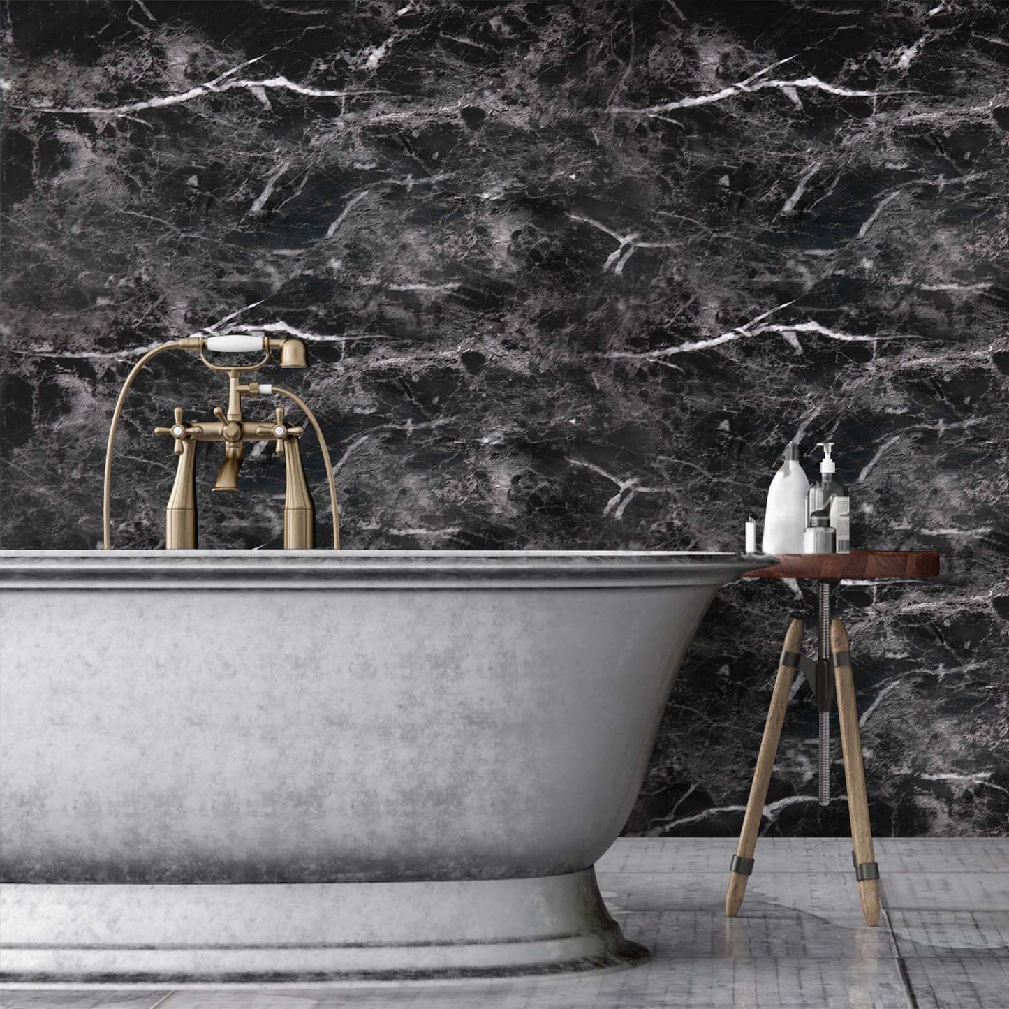 Abyssaly Black Marble Contact Paper Granite Peel and Stick Wallpaper for Countertop Self-Adhesive Waterproof Thicken Wallpaper Kitchen Bathroom and Furniture 11.8" X 78.7" - Medaid International