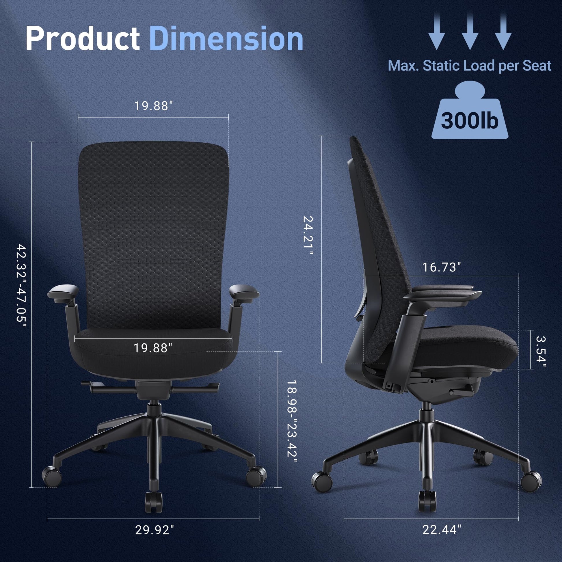 COLAMY Ergonomic Mesh Office Chair, Computer Executive Desk Chair, Ergonomic Office Chair Lumbar Support with Flexible Backrest, Slide Seat, Blackgrey - Medaid International