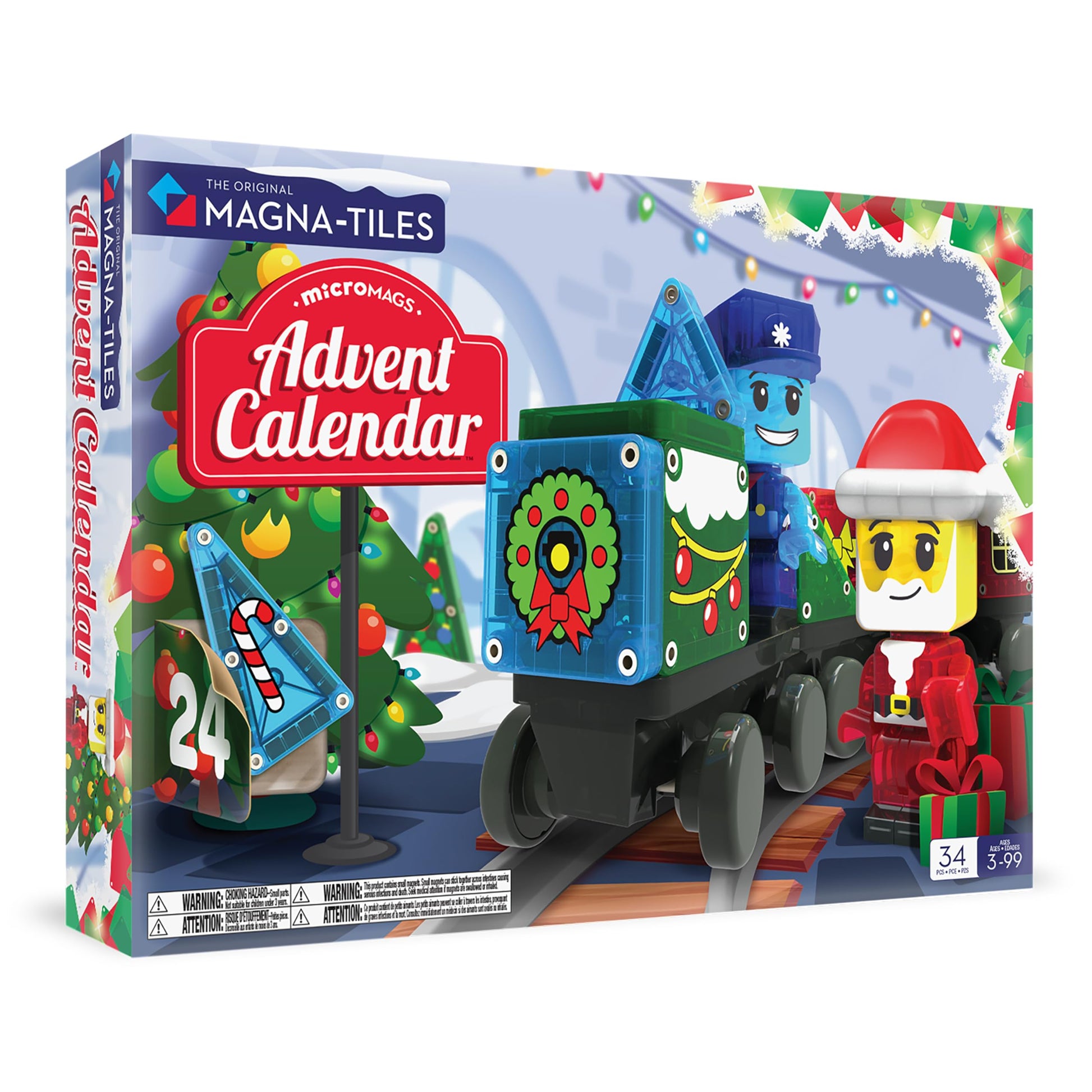 MAGNA-TILES microMAGS Advent Calendar 34-Piece Magnetic Construction Set, The Original Magnetic Building Brand - Medaid International