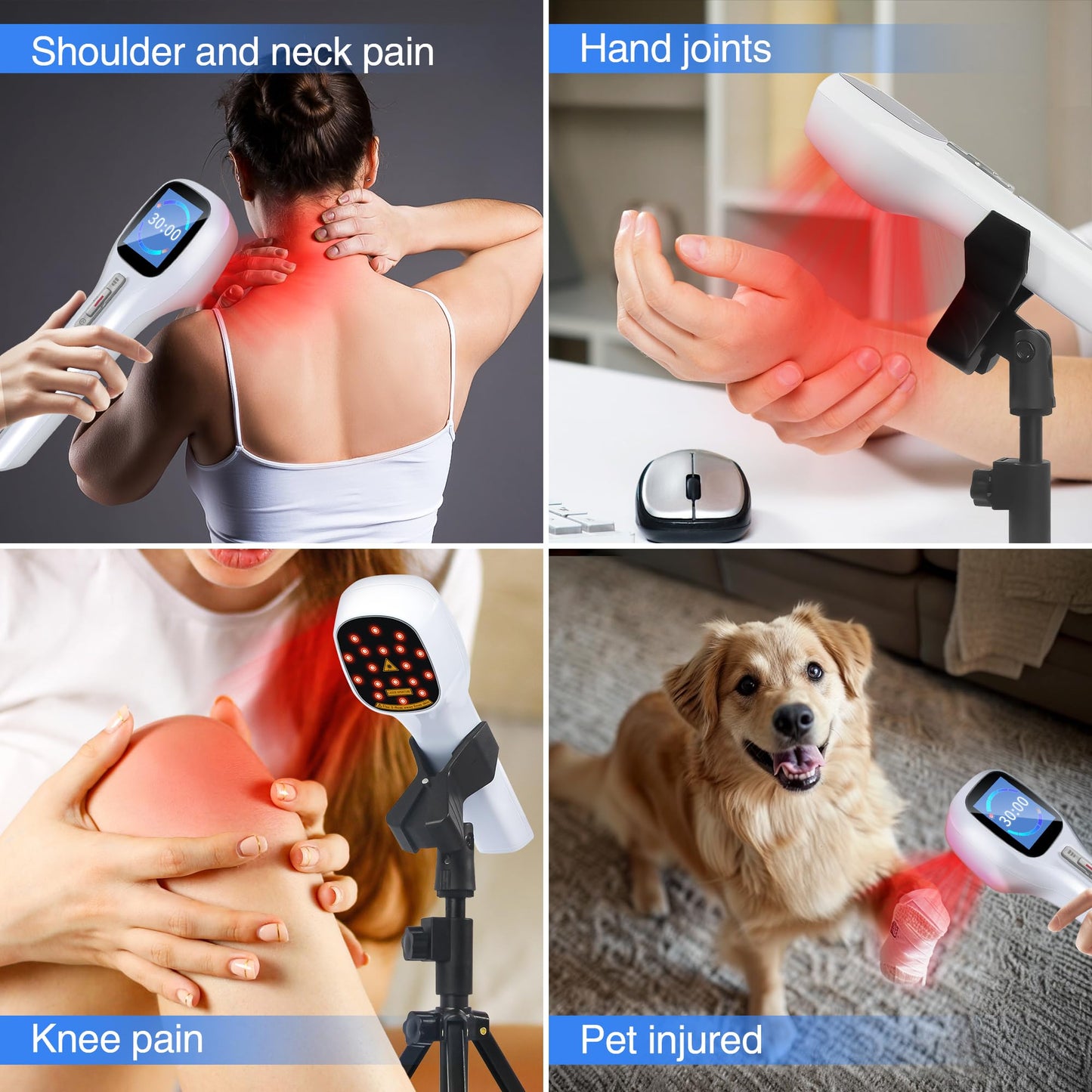 Cold Laser Therapy Device with LED Display, Infrared Light Therapy for Body (4x808nm +14X650nm), Red Light Therapy for Pain Relief Joint and Muscles for Humans/Pet, 8.6×2.1 Inch - Medaid International