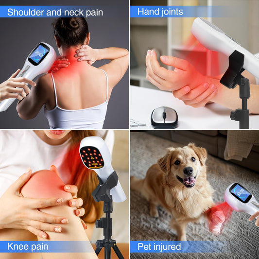 Cold Laser Therapy Device with LED Display, Infrared Light Therapy for Body (4x808nm +14X650nm), Red Light Therapy for Pain Relief Joint and Muscles for Humans/Pet, 8.6×2.1 Inch - Medaid International