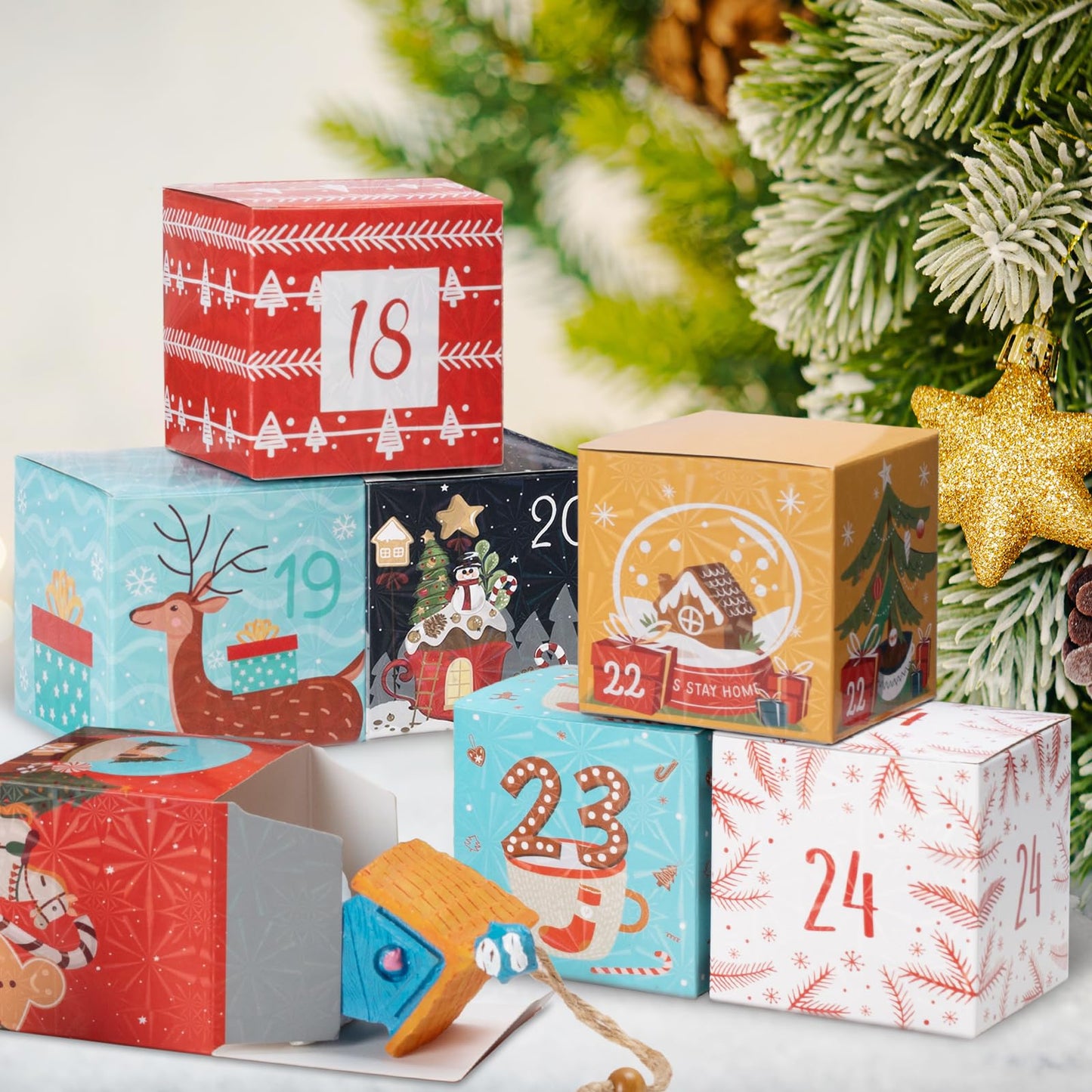 DIY Christmas Advent Calendar Boxes to Fill, 24 Empty Number Advent Calendar Boxes, 2025 Personalized Christmas Countdown Calendar Gift Boxes for Kids Family Friends, XMAS Holiday Decorations - Medaid International