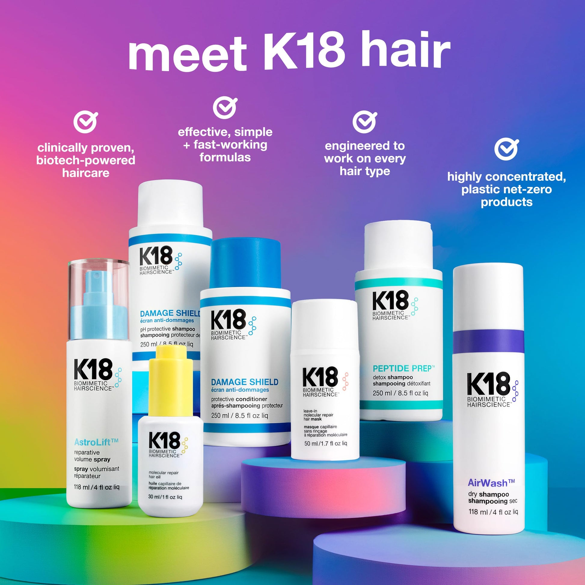 K18 AstroLift™ Reparative Volume Spray, 2-Day Hair Thickening + Hold For Thin, Fine, Fragile Hair, Non-Sticky, Non-Crunchy, Humidity-Resistant Volumizing Spray, 4 Fl Oz - Medaid International