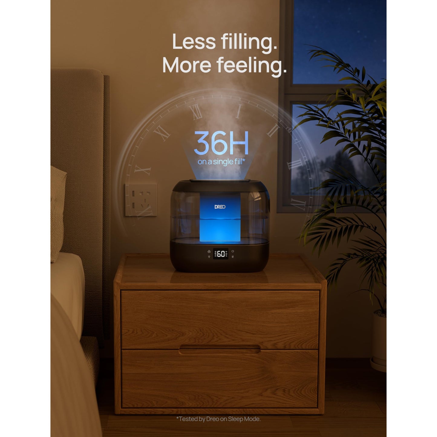 Dreo Smart Humidifiers for Bedroom, Top Fill 4L Supersized Humidifier Large Room with 28 dB, 36H Runtime, Touch/APP/Voice Control, Nightlight, Cool Mist Humidifiers for Baby, Plants, Indoor, Black - Medaid International