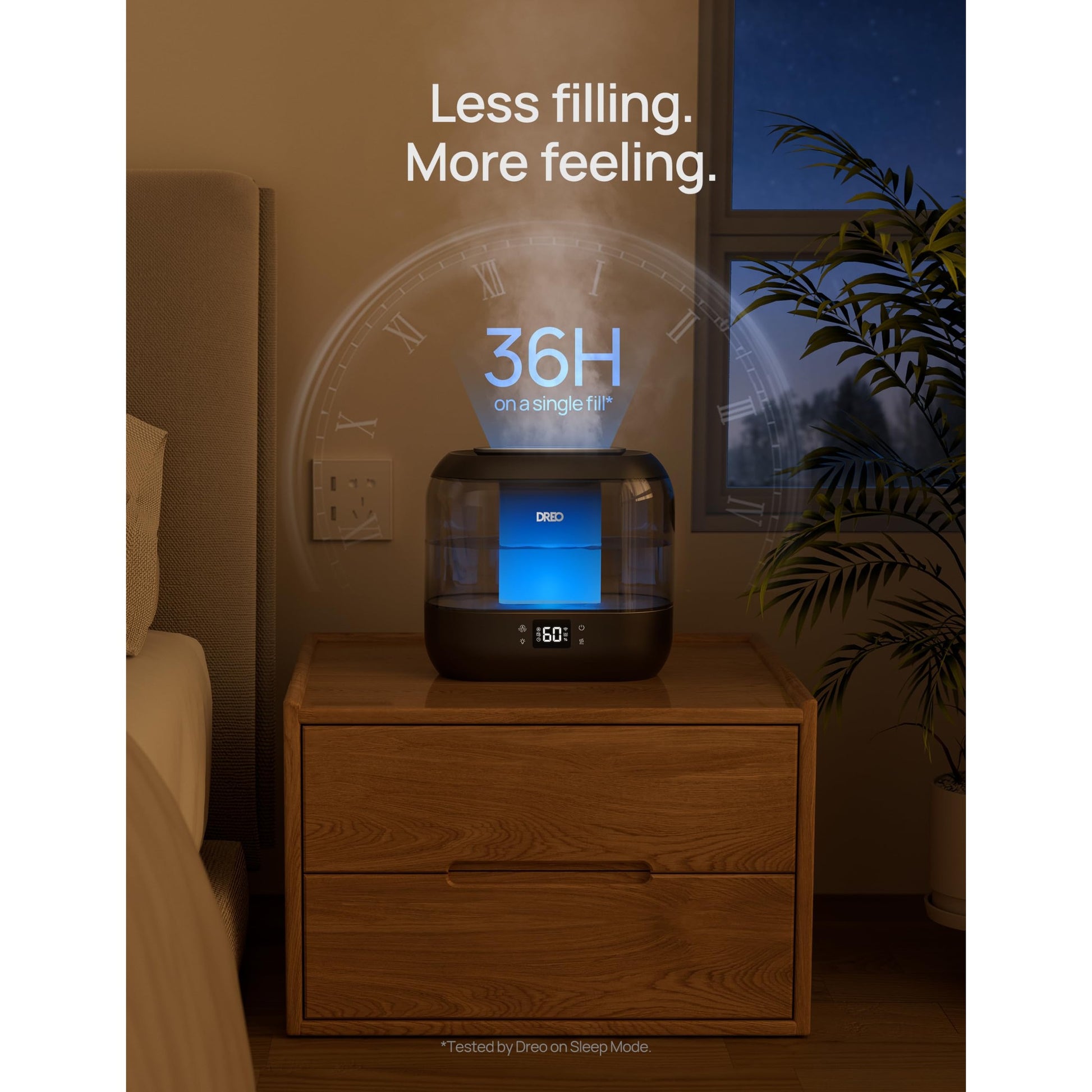Dreo Smart Humidifiers for Bedroom, Top Fill 4L Supersized Humidifier Large Room with 28 dB, 36H Runtime, Touch/APP/Voice Control, Nightlight, Cool Mist Humidifiers for Baby, Plants, Indoor, Black - Medaid International