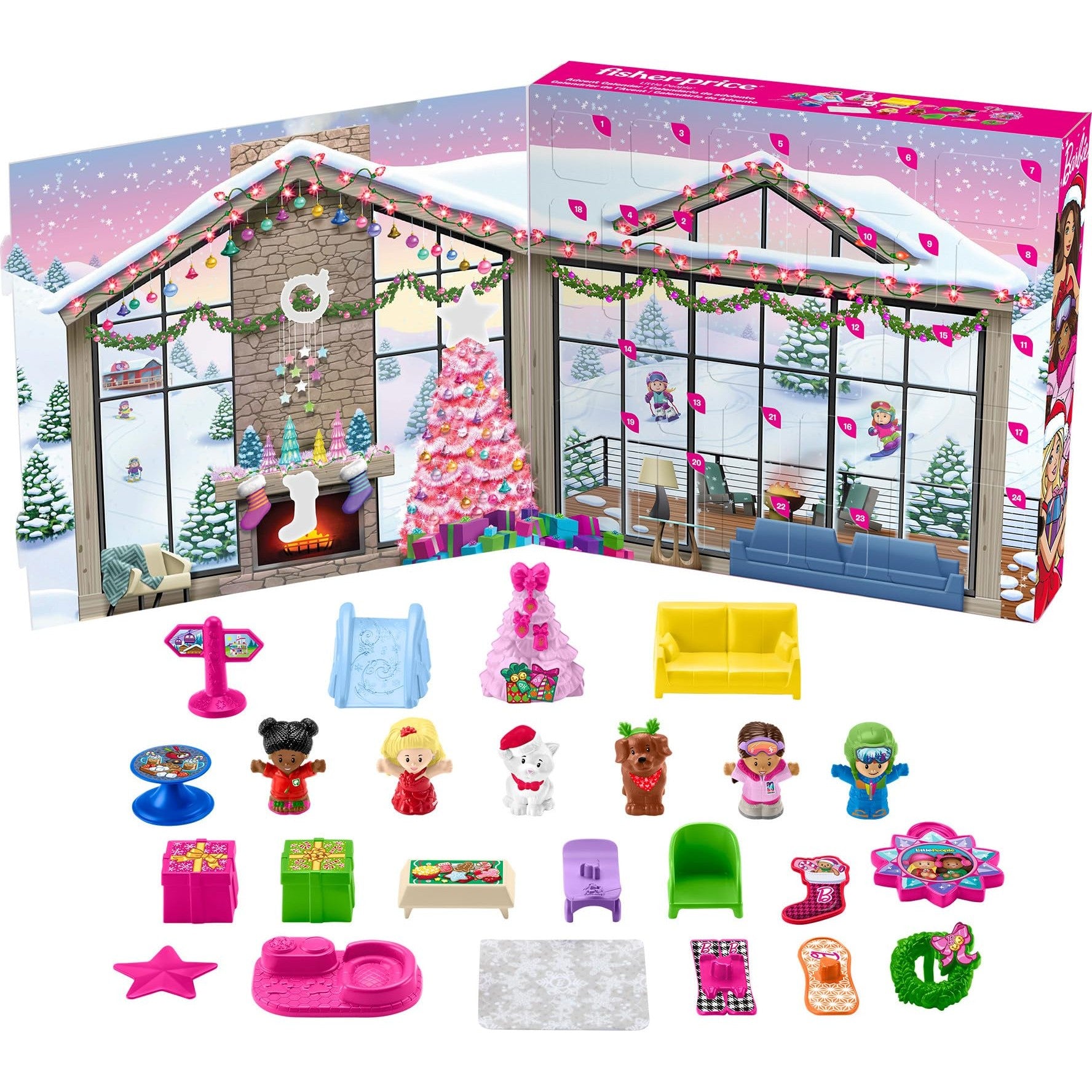 Fisher-Price Little People Barbie Toddler Toy 2025 Advent Calendar Playset, 24 Christmas Figures & Pieces for Pretend Play Kids Ages 18+ Months - Medaid International