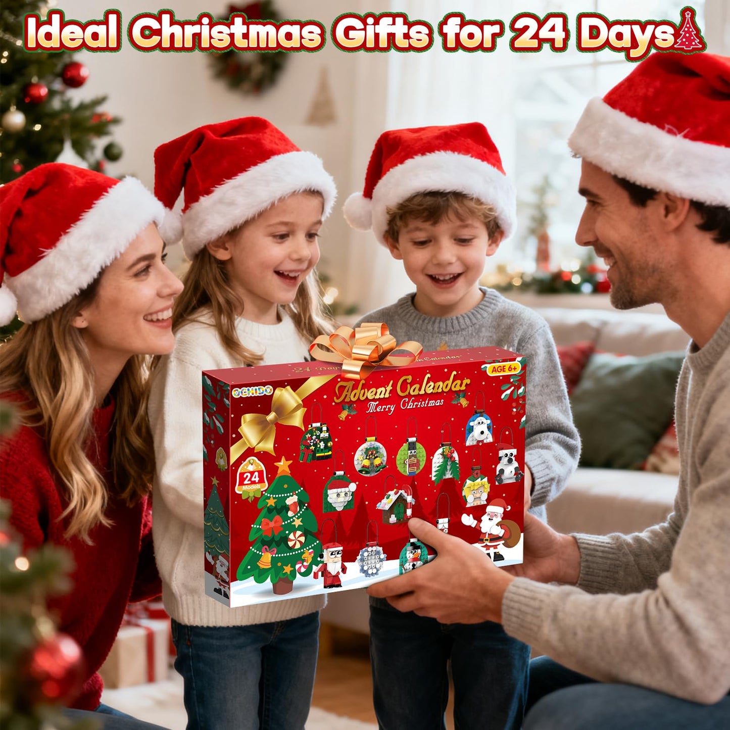 Ochido Advent Calendar 2025 Christmas Ornaments Building Blocks Set, 24 Days Christmas Countdown Toy Building Kits, Hanging Christmas Tree Decor Xmas Gifts Stocking Stuffer for Adults Kids Ages 6+ - Medaid International