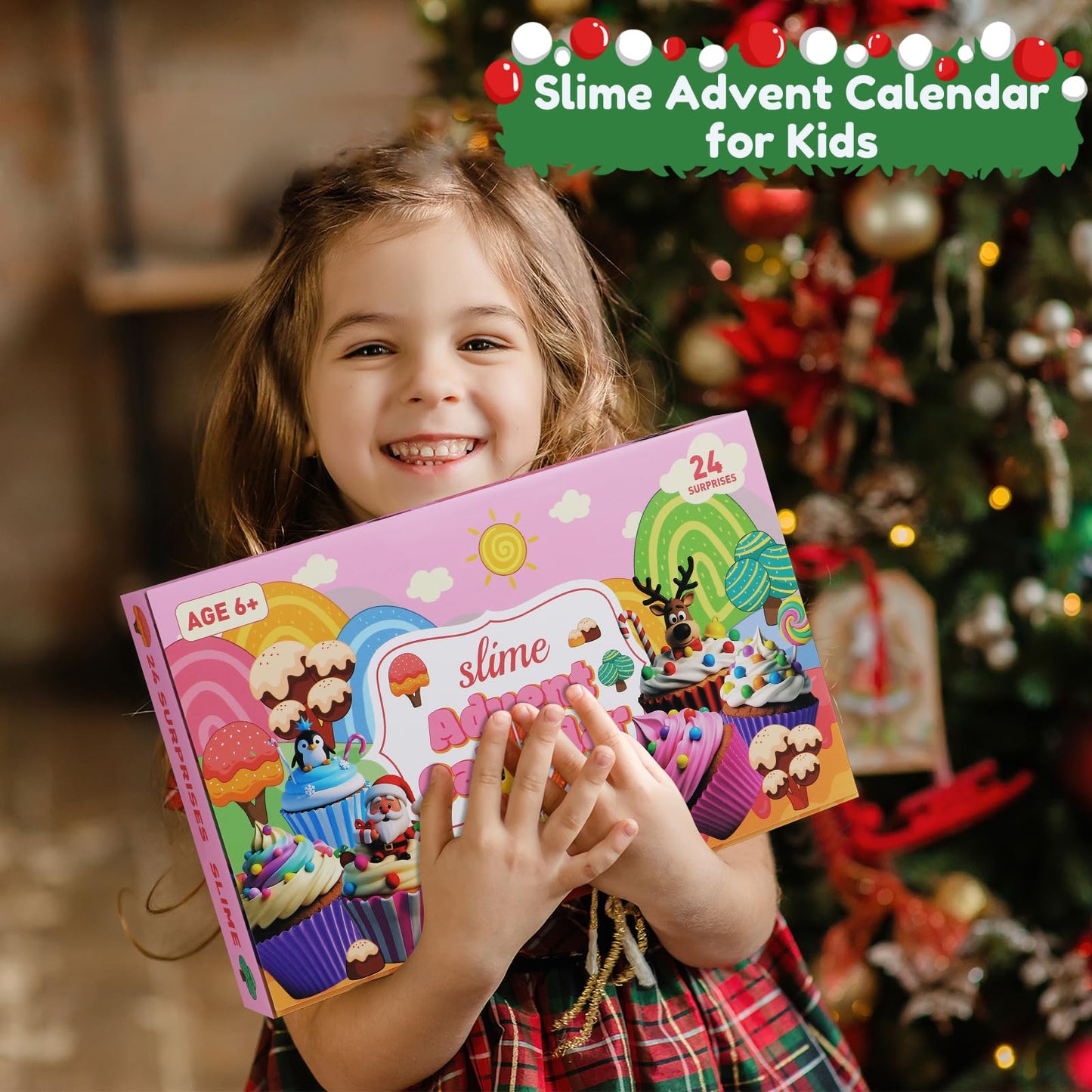 Slime Advent Calendar 2025, Christmas Countdown Calendar 24 Days, DIY Cute Butter Slime Supply Kit 24 Days of Surprises - Xmas Gifts with Charms Party Favors Stocking Stuffers for Kids - Medaid International