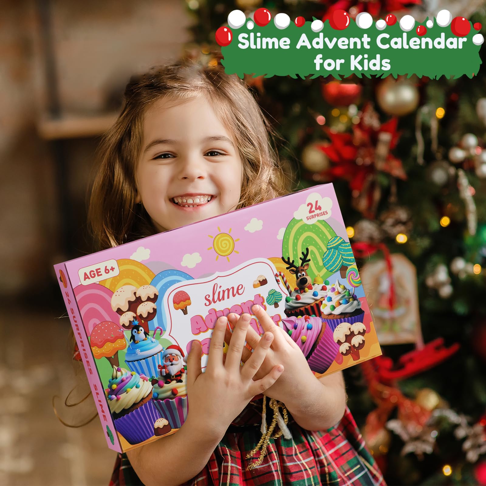 Slime Advent Calendar 2025, Christmas Countdown Calendar 24 Days, DIY Cute Butter Slime Supply Kit 24 Days of Surprises - Xmas Gifts with Charms Party Favors Stocking Stuffers for Kids - Medaid International