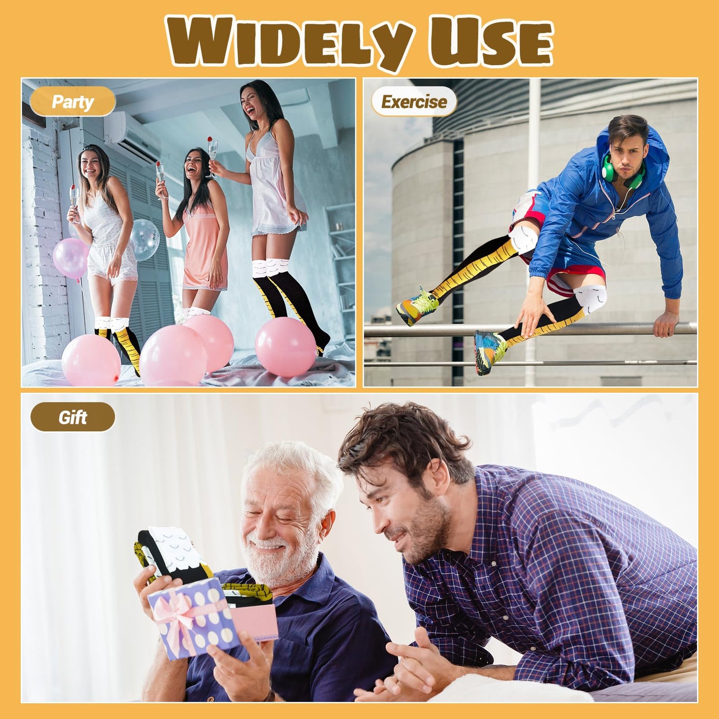 Xeehwb 8 Pairs Novelty Chicken Legs Socks,Funny Knee-High Chicken Socks,Crazy Animal Feet Sock for Women Men White Elephant Gifts,Birthday,Christmas - Medaid International