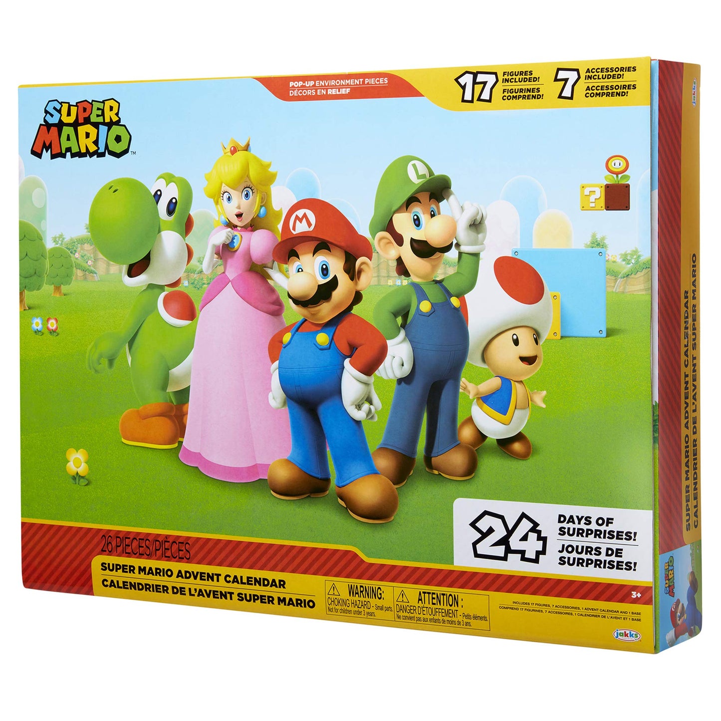SUPER MARIO Nintendo Advent Calendar Christmas Holiday Calendar with 17 Articulated 2.5” Action Figures & 7 Accessories, 24 Day Surprise Countdown with Pop-Up Environment [Amazon Exclusive] - Medaid International