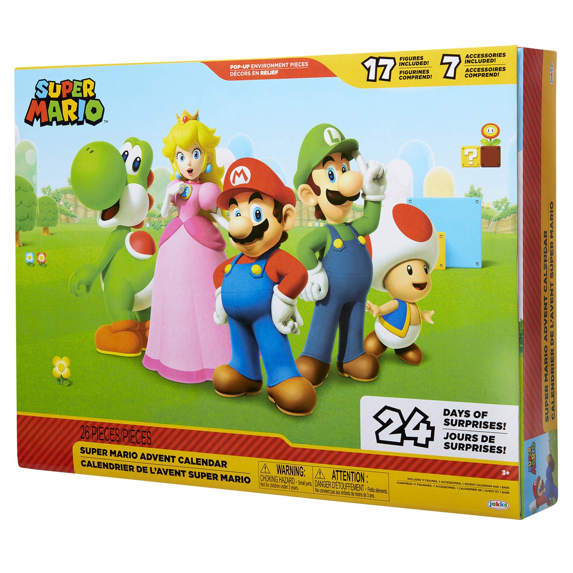 SUPER MARIO Nintendo Advent Calendar Christmas Holiday Calendar with 17 Articulated 2.5” Action Figures & 7 Accessories, 24 Day Surprise Countdown with Pop-Up Environment [Amazon Exclusive] - Medaid International
