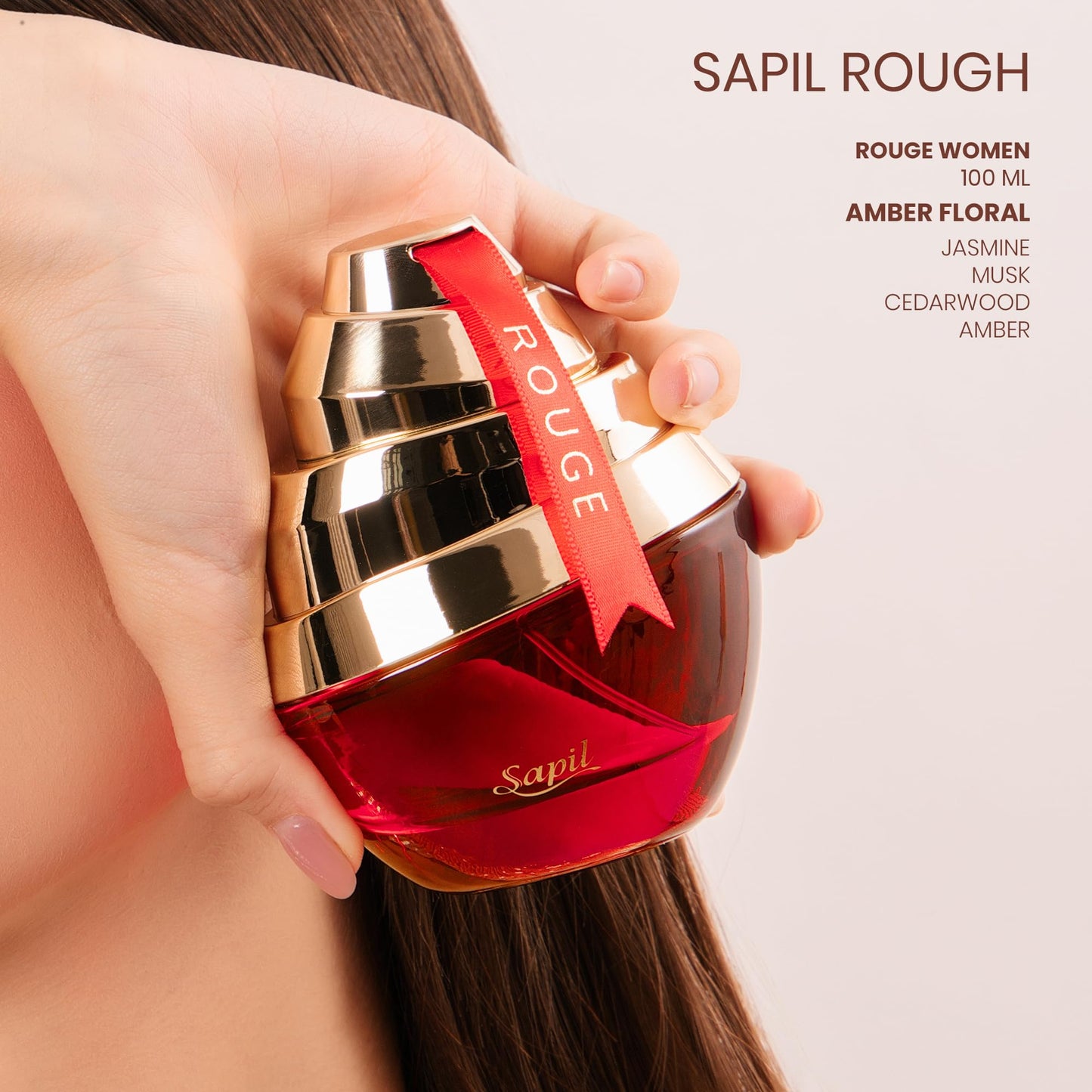 Sapil Rouge Eau de Parfum for Women – Long-Lasting Amber Floral Perfume with Saffron, Jasmine & Musk – 3.4 Oz (100ml) –Elegant Dubai Fragrance for Women –Arabic Perfume for Everyday &Special Occasions - Medaid International