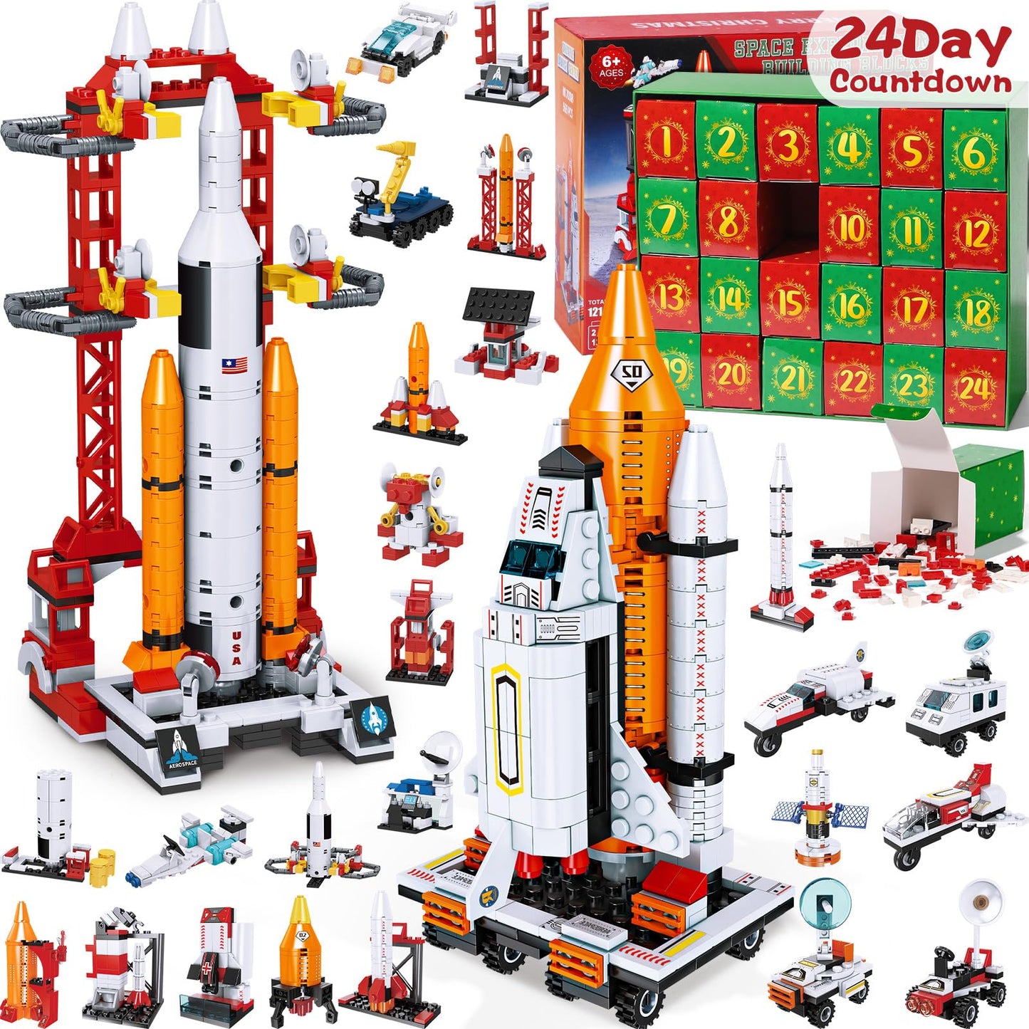 Kids Advent Calendar 2025 for Boys, 24 Days Christmas STEM Space Building Blocks Countdown Calendar Gifts Box with 12-in-1 Rocket Spaceship Shuttle Launcher Bricks Toy Set for Kids Teens Girls Age 6+ - Medaid International