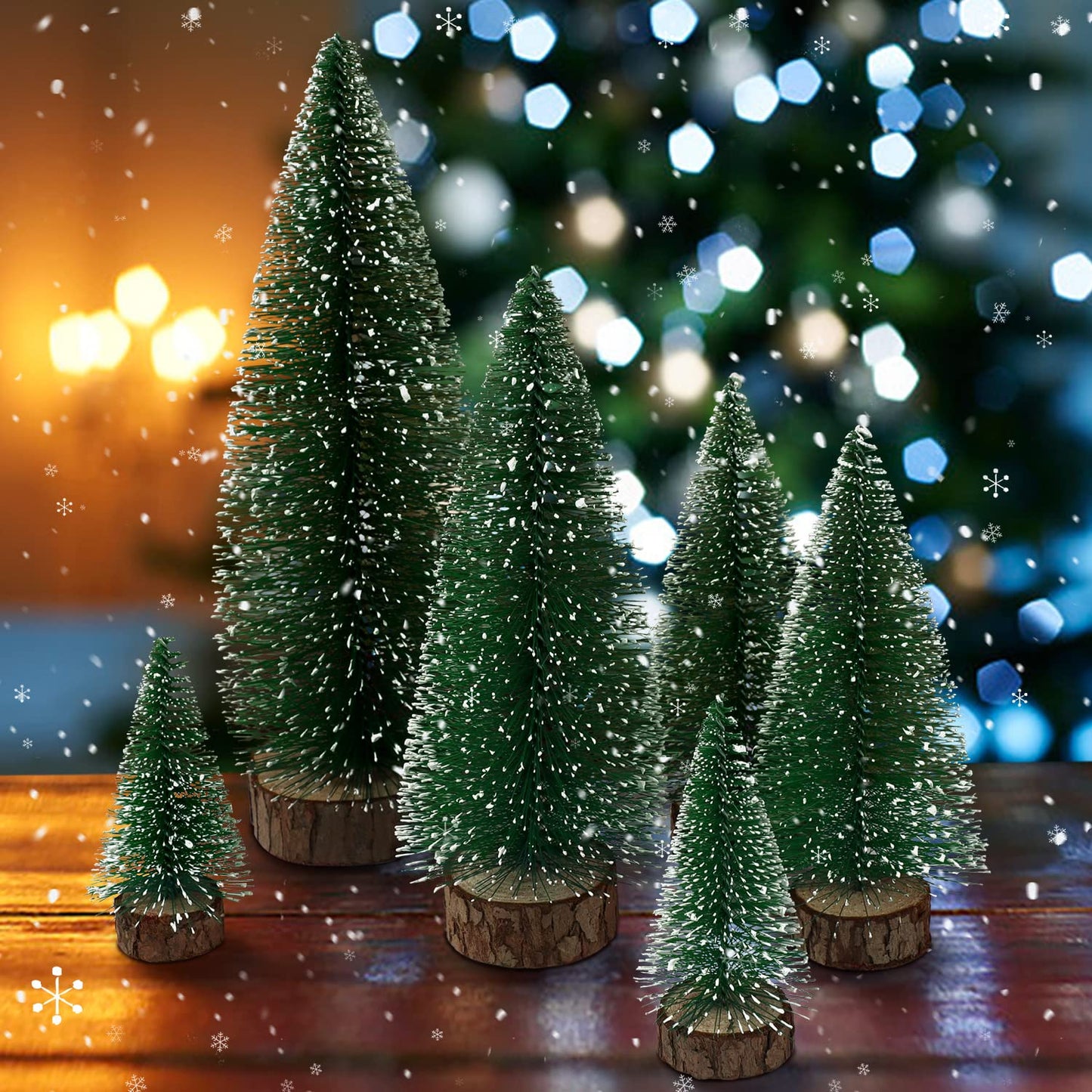 6pcs Mini Christmas Trees Decor, Artificial Bottle Brush Tabletop Trees, 4 Size Holiday Decoration for Xmas (Green) - Medaid International