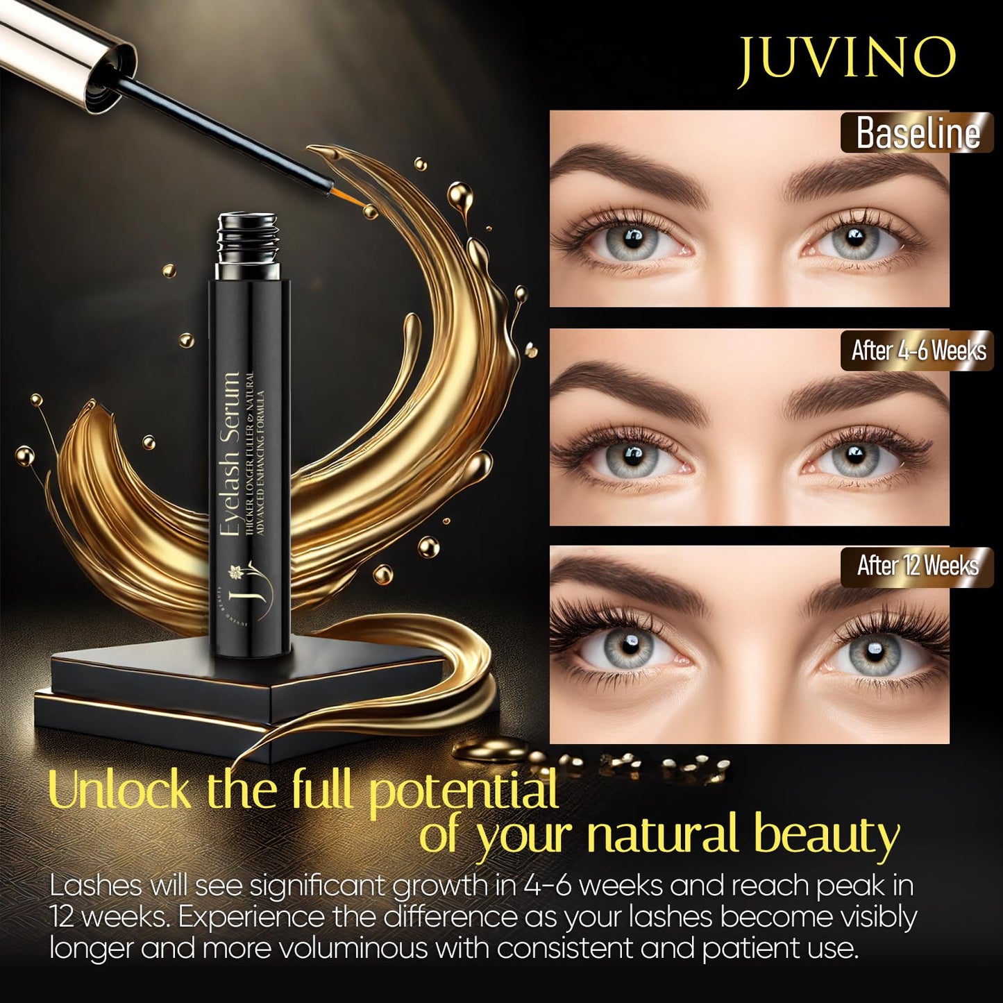 Eyelash Growth Serum for Lash Enhancing: 5ml Natural Power Booster Formula – Advanced Enhancer for Thicker, Longer Lashes – Gentle and Vegan (0.1 Fl Oz (Pack of 1), Unscented) - Medaid International