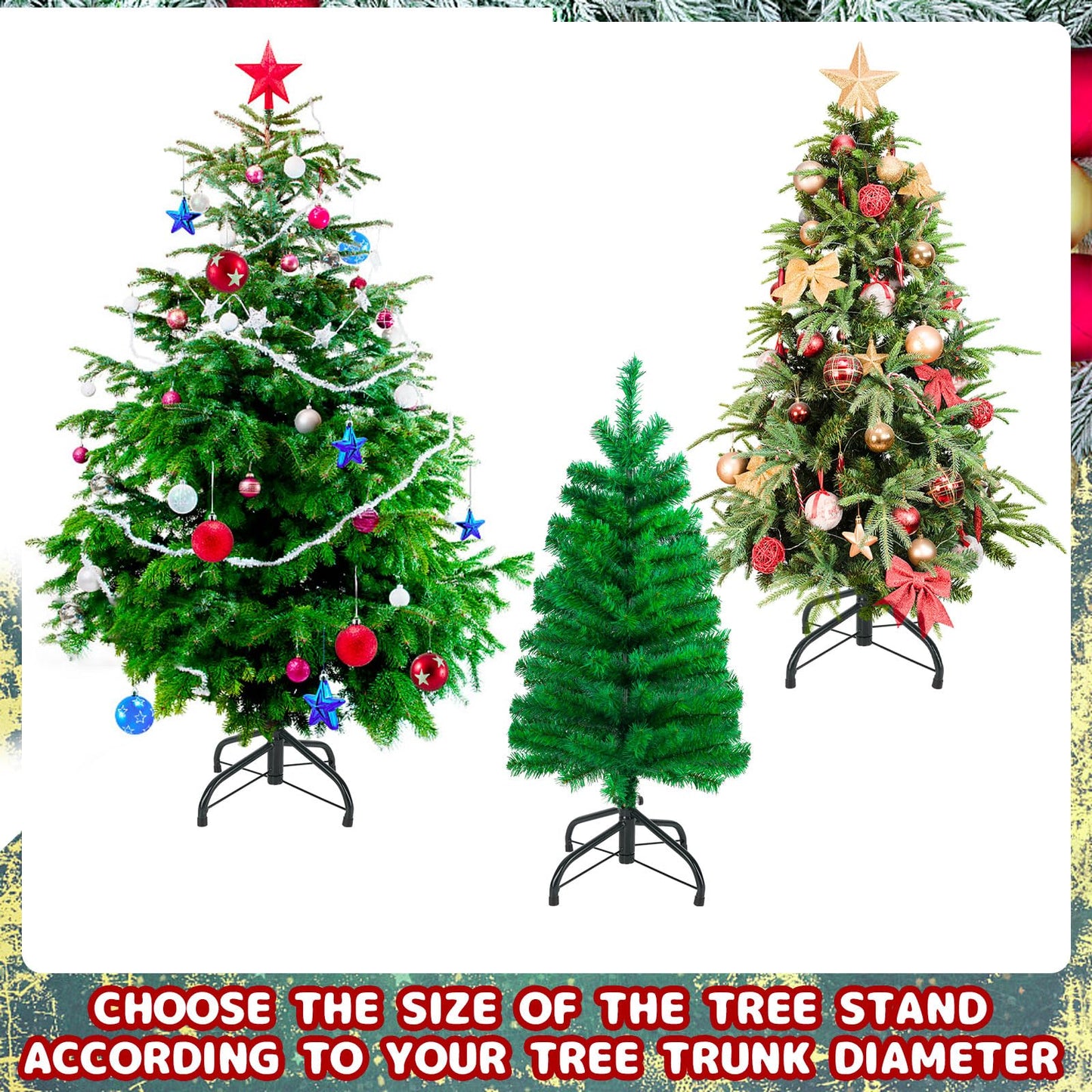 CCINEE Metal Christmas Tree Stand, Universal Folding Xmas Tree Stand 11.8 Inch Replacement Tree Stand Base for 2 Ft to 5 Ft Christmas Artificial Trees Fake Tree，Green - Medaid International