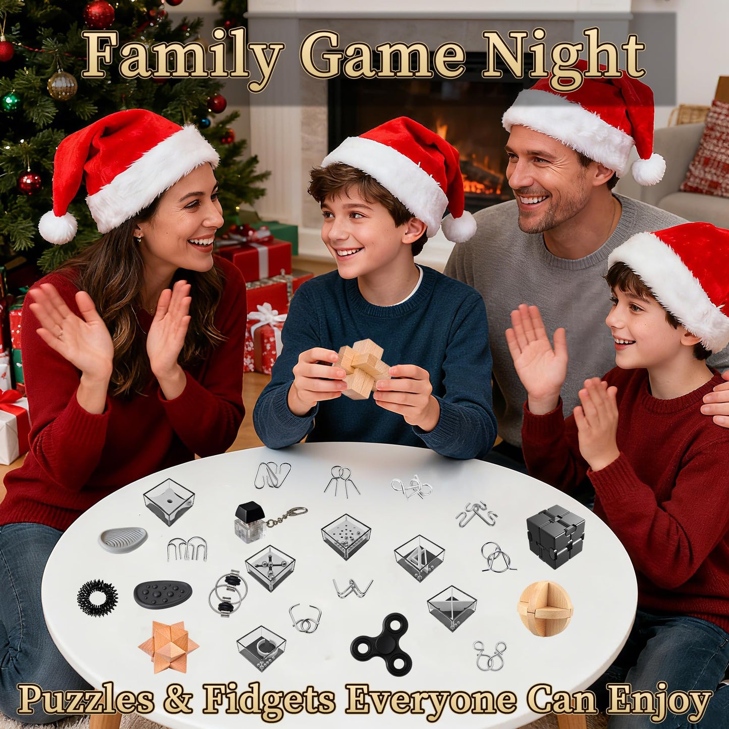 Rubypop Fidget Advent Calendar 2025, 24 Day Brain Teaser Christmas Countdown Wooden & Metal Puzzle Toys, Holiday Gifts for Kids Teens Adults - Medaid International