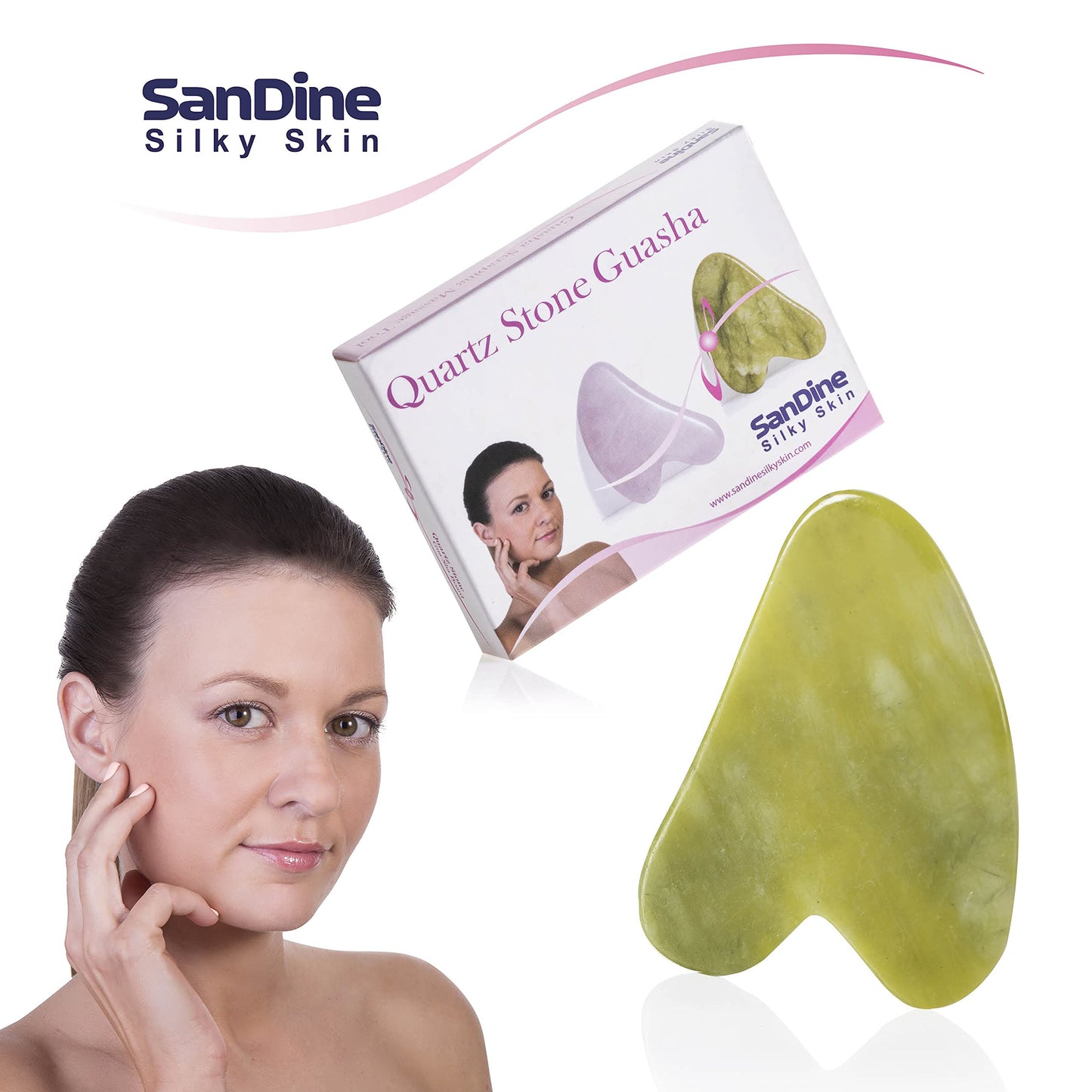 Guasha Scraping Massage Tool – Jade Gua Sha Board - Traditional Scraper Tool for Anti-Aging - Natural Stone Aventurine Guasha - for Silky Smooth and Beautiful Skin - by Sandine - Medaid International