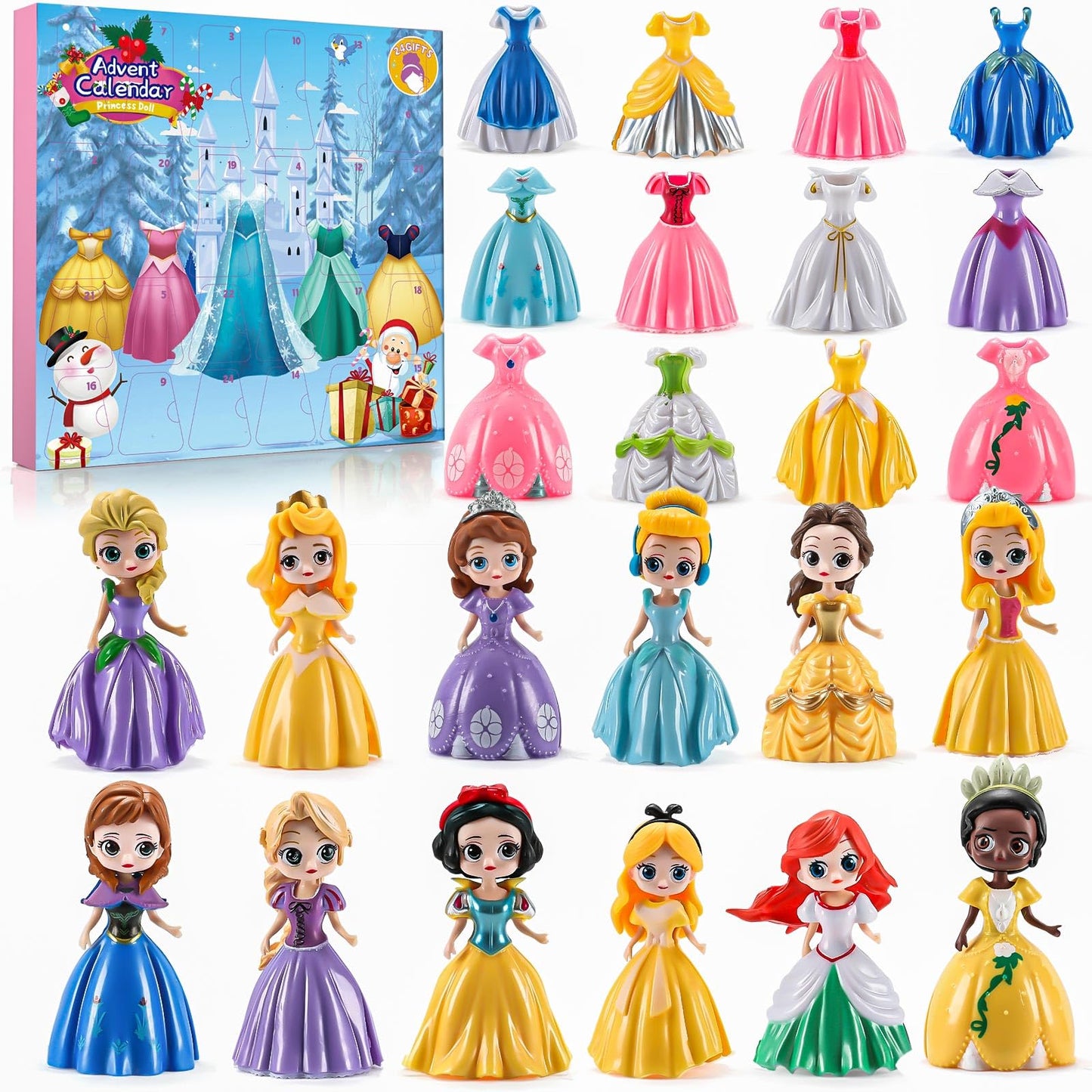 Advent Calendar for Girls Princess Deformation Toy 24 Days Countdown Calendars Princess Transformable Toys and Decorate Ideal for Christmas Countdown and Fun Play Party Favor, Xmas Gifts, Classroom Prizes - Medaid International