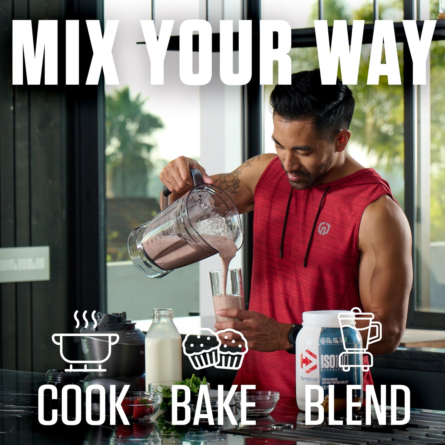 Dymatize x Dunkin' Cappuccino ISO100 Whey Protein Powder, 95mg Caffeine, 25g of Protein5.5g BCAAs, 120 Cal., Gluten Free, 1g Fat, 1g Sugar, 2g Carb (20 Servings) - Medaid International