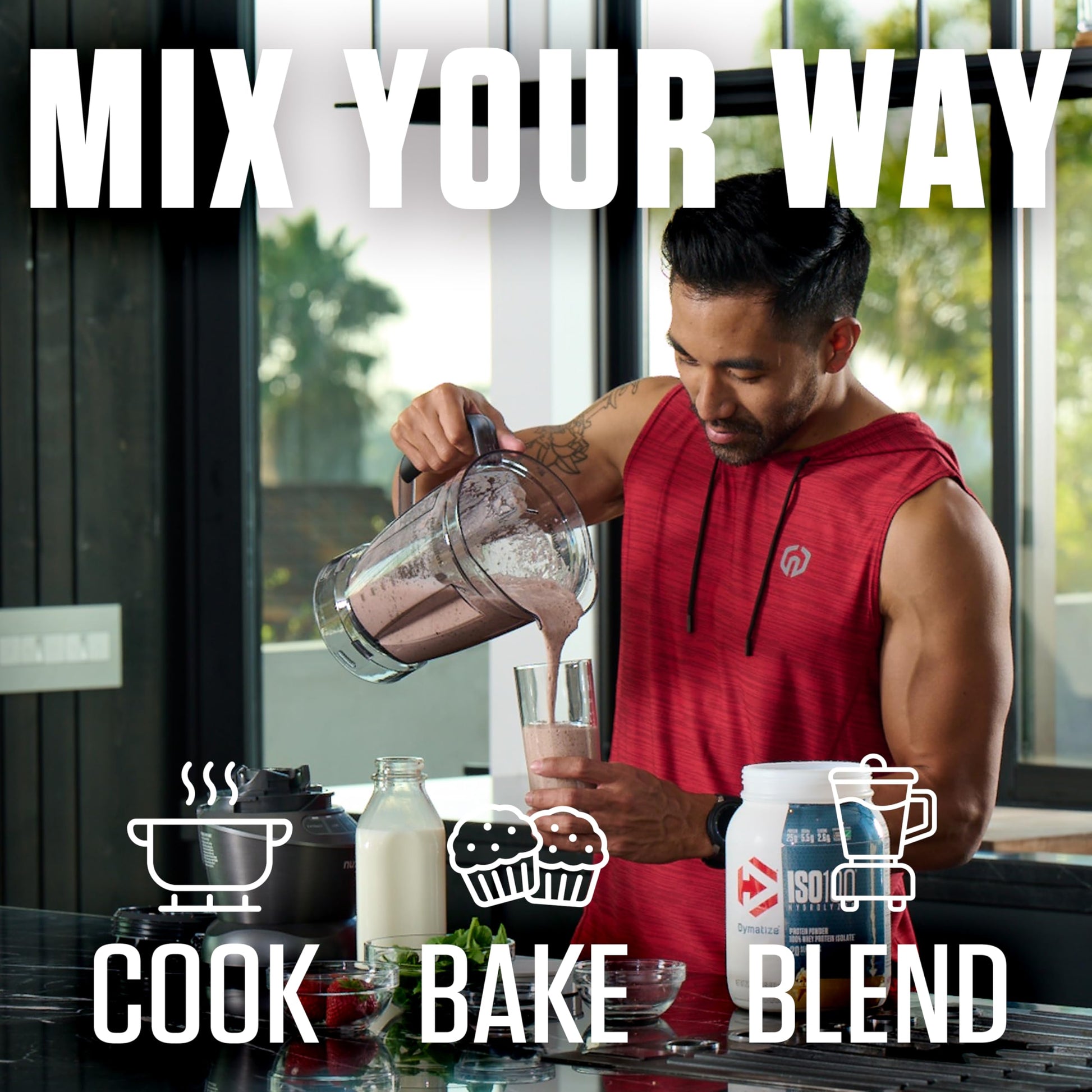 Dymatize x Dunkin' Cappuccino ISO100 Whey Protein Powder, 95mg Caffeine, 25g of Protein5.5g BCAAs, 120 Cal., Gluten Free, 1g Fat, 1g Sugar, 2g Carb (20 Servings) - Medaid International