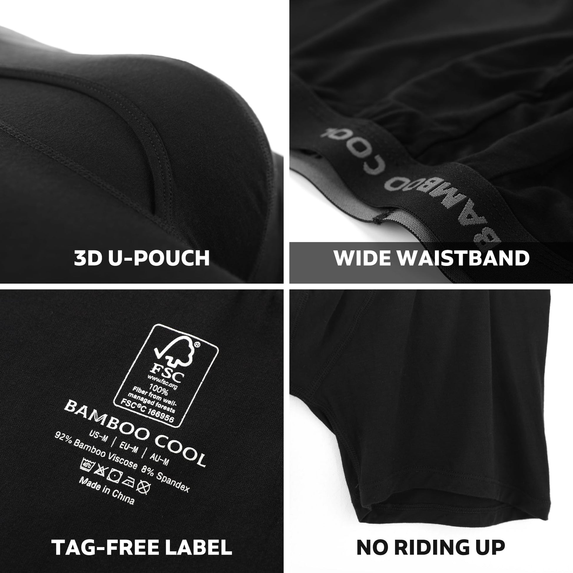 BAMBOO COOL Men's Ultra Breathable Underwear,No Riding Up Boxer Briefs with ComfortFlexible Waistband,Multipack - Medaid International