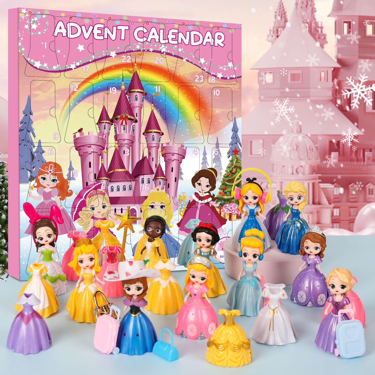 Christmas Advent Calendar Princess Toy - Princess Deformation Toy Christmas Countdown Calendars Princess Transformable Toys for Girls Xmas Gifts Play Party Favor - Medaid International