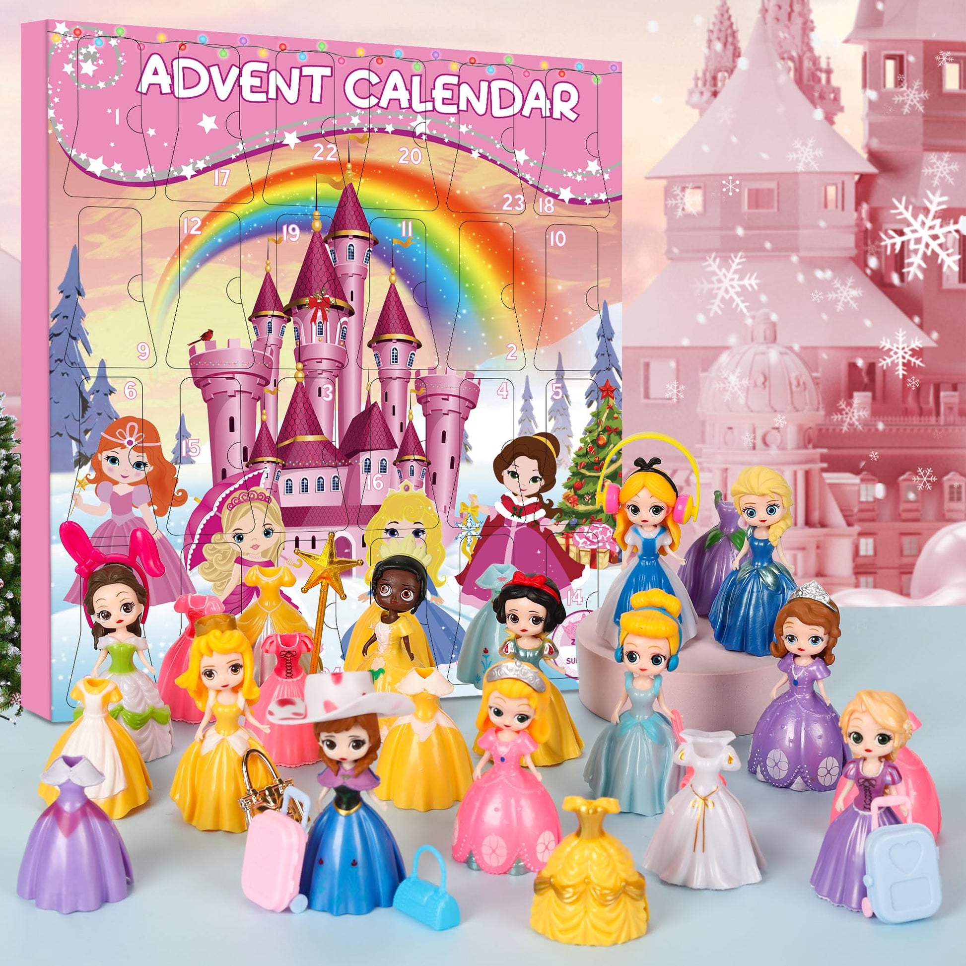 Christmas Advent Calendar Princess Toy - Princess Deformation Toy Christmas Countdown Calendars Princess Transformable Toys for Girls Xmas Gifts Play Party Favor - Medaid International