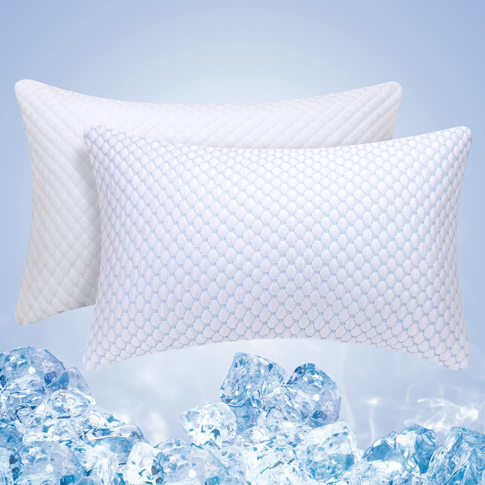 OSBED Adjustable Cooling Shredded Memory Foam Pillows King Size Set of 2 - Temperature-Regulating for Hot Sleepers with Dual Airflow Ventilation(CertiPUR-US & Hypoallergenic & Machine Washable) - Medaid International