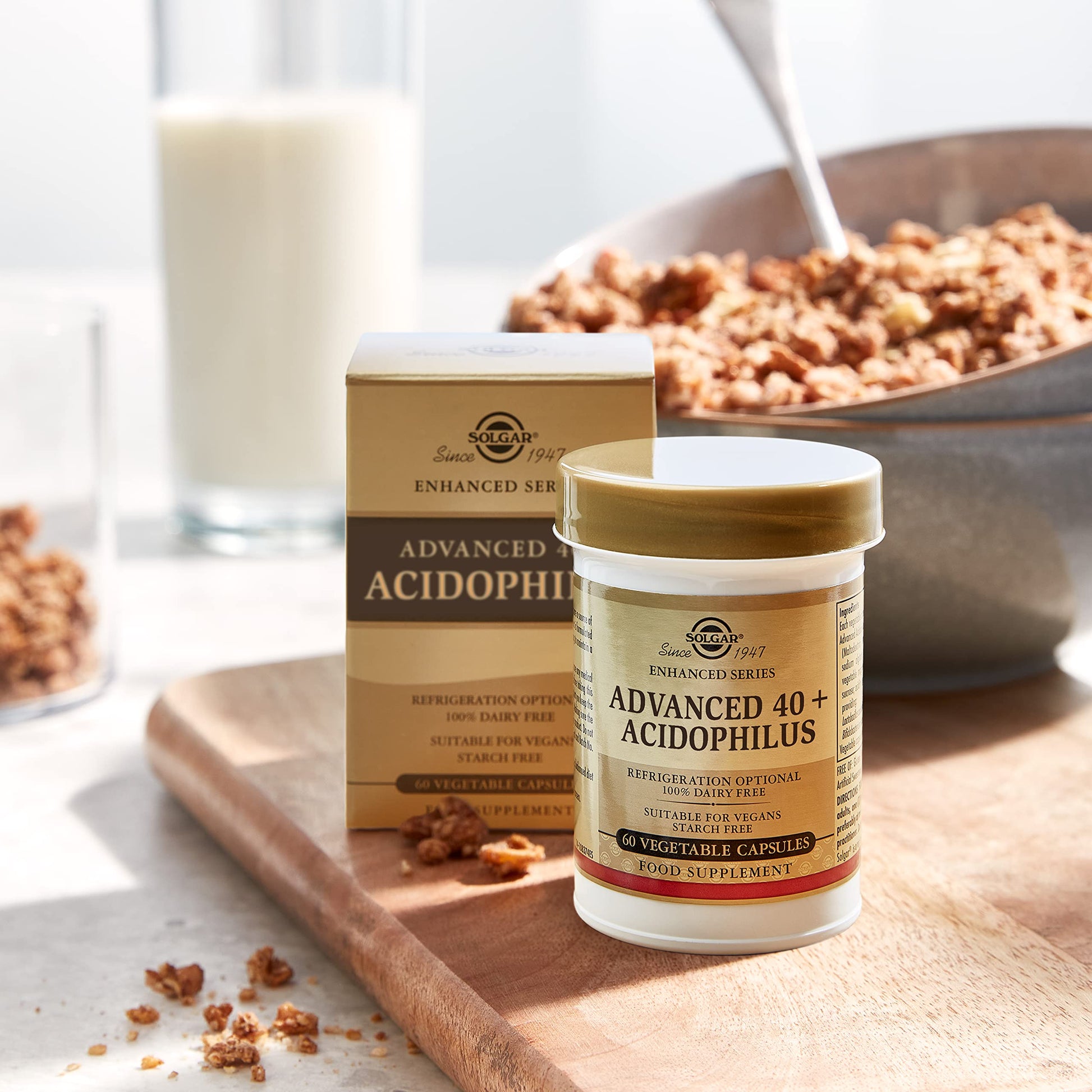 Solgar Advanced 40+ Acidophilus, 120 Vegetable Capsules - Supports Healthy Intestinal Flora - 1.5 Billion Microorganisms Per Serving - Gluten, Dairy, Lactose & Milk Free - Vegetarian - 120 Servings - Medaid International