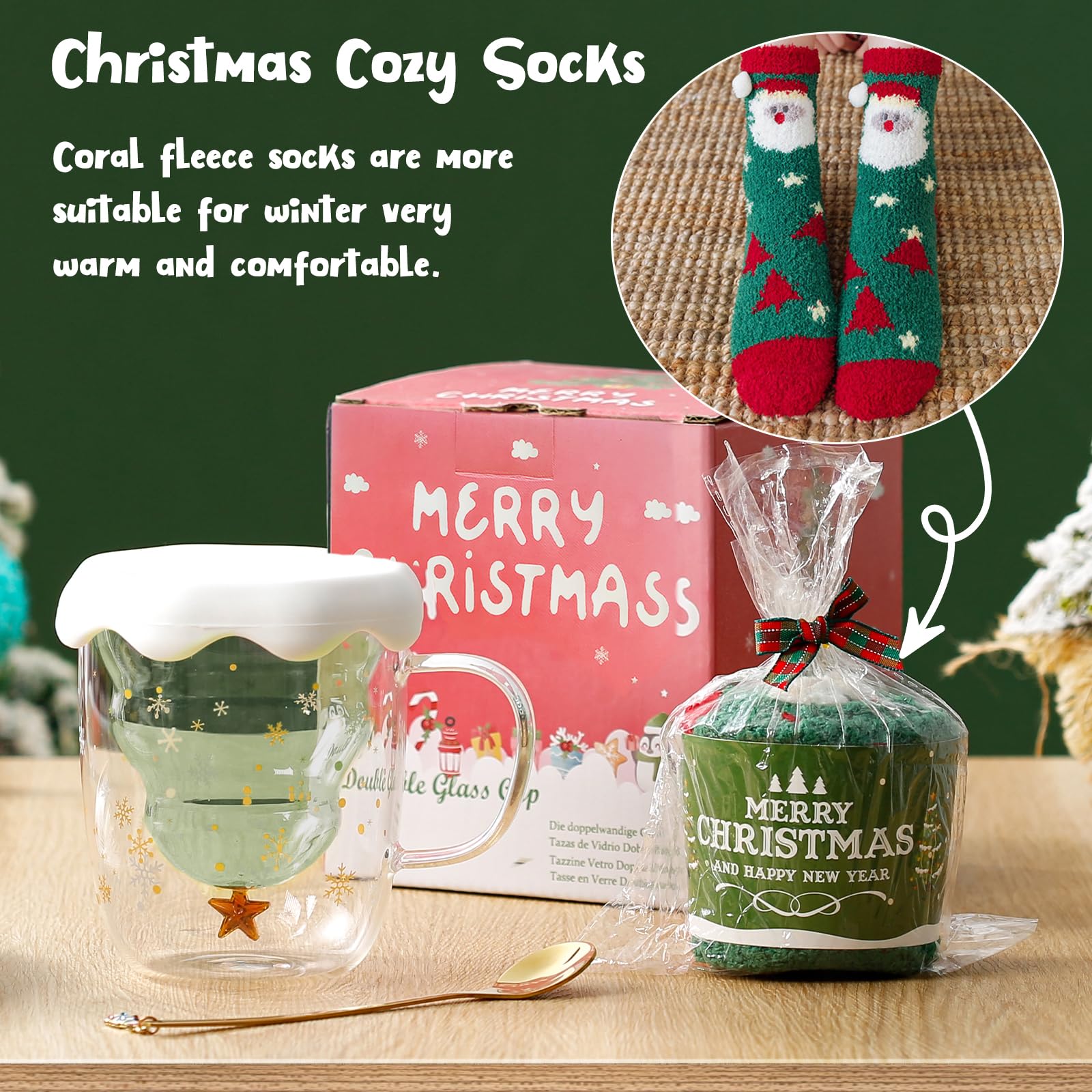 Binoster Cute Mugs Christmas Coffee Mug, Tea Cup, Milk Cup Glasses Double Wall Insulated Glasses Espresso Cup, Best Christmas for Women,Men,Kid, Office and Personal - Medaid International