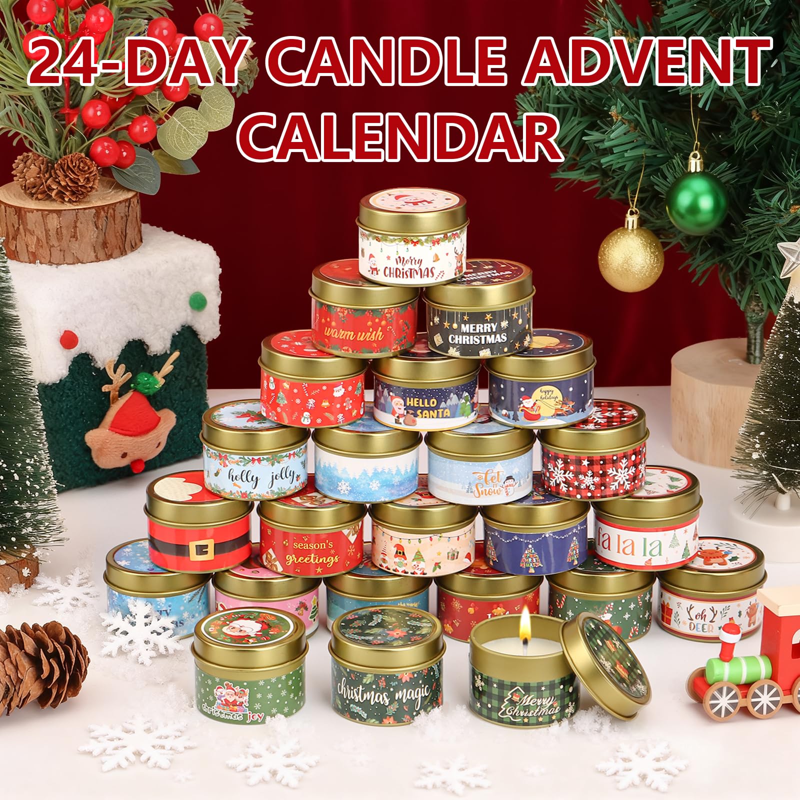 Candle Advent Calendar 2025 Adult Women - 24 Day Christmas Scented Candle Countdown Calendar for Coworkers Friends, Xmas Holiday Gifts for Wife Grandmother Mom Daughter - Medaid International