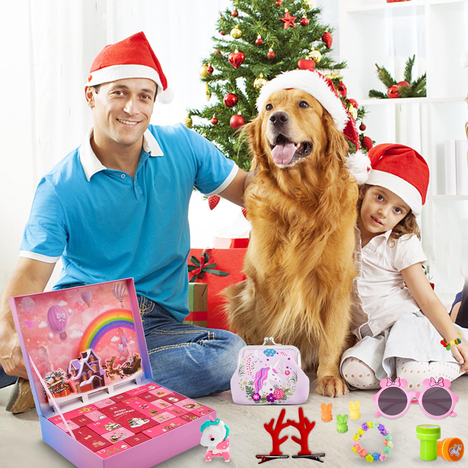 Advent Calendar 2025 Girls, Unicorn Gifts for Girl 24 Days Xmas Count Down Box, Countdown Calendar Surprises for 4 5 6 7 8 9 10 11 12 year old Girls, Christmas Gifts for Kids - Medaid International