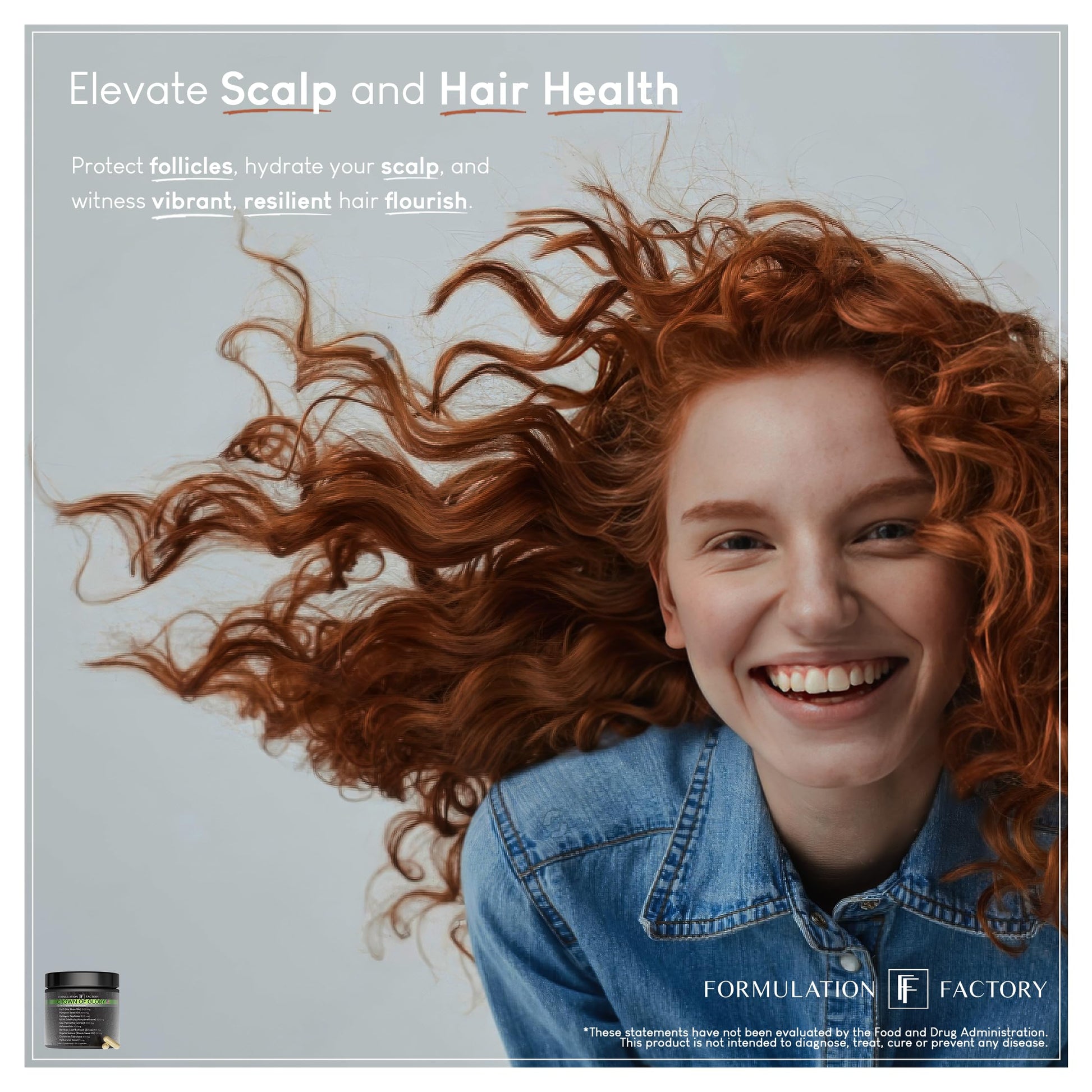 Formulation Factory Crown of Glory 10-in-1 Hair Growth Maximizer, DHT Blocker with Saw Palmetto, Fo-Ti, Collagen, Supports Thicker Hair & Scalp Health (2 Month Supply, 120 Capsules) - Medaid International