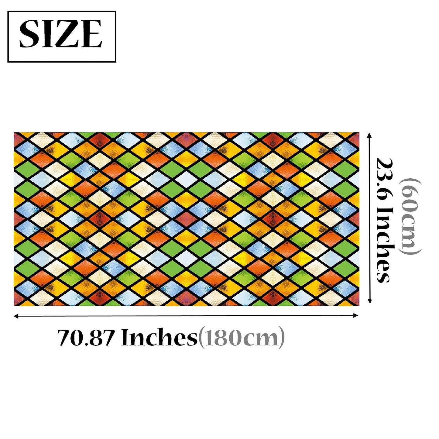 lsrrret Stained Glass Window Film,Decorative Privacy Film Static Cling Glass Sticker Colourful Rhombus Diamond Pattern for Glass Door Home House Ofiice (23.6in X70.9in) - Medaid International