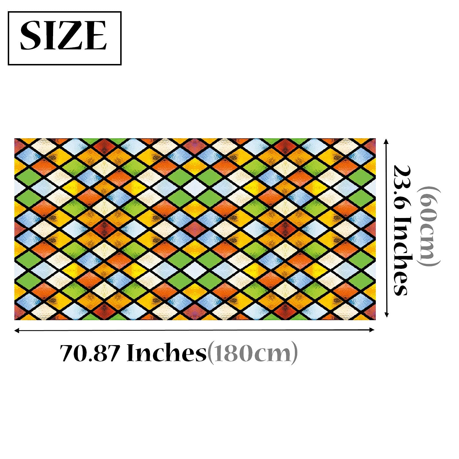 lsrrret Stained Glass Window Film,Decorative Privacy Film Static Cling Glass Sticker Colourful Rhombus Diamond Pattern for Glass Door Home House Ofiice (23.6in X70.9in) - Medaid International