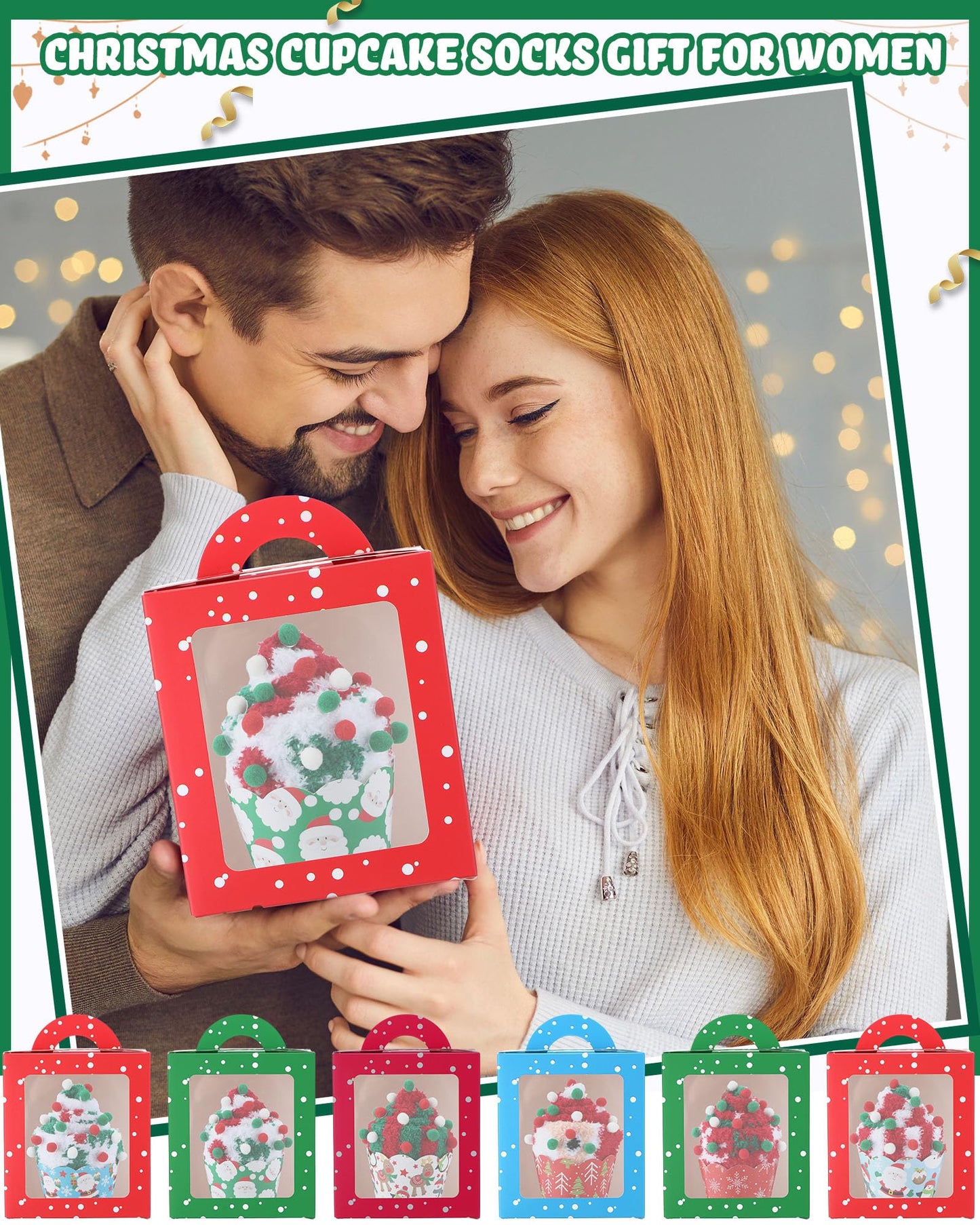 Foaincore 12 Pair Christmas Fuzzy Cupcake Socks Bulk Women Cozy Fluffy Socks Soft Winter Warm Plush Slipper Stocking with Gift Box Xmas Holiday Gifts for Her - Medaid International