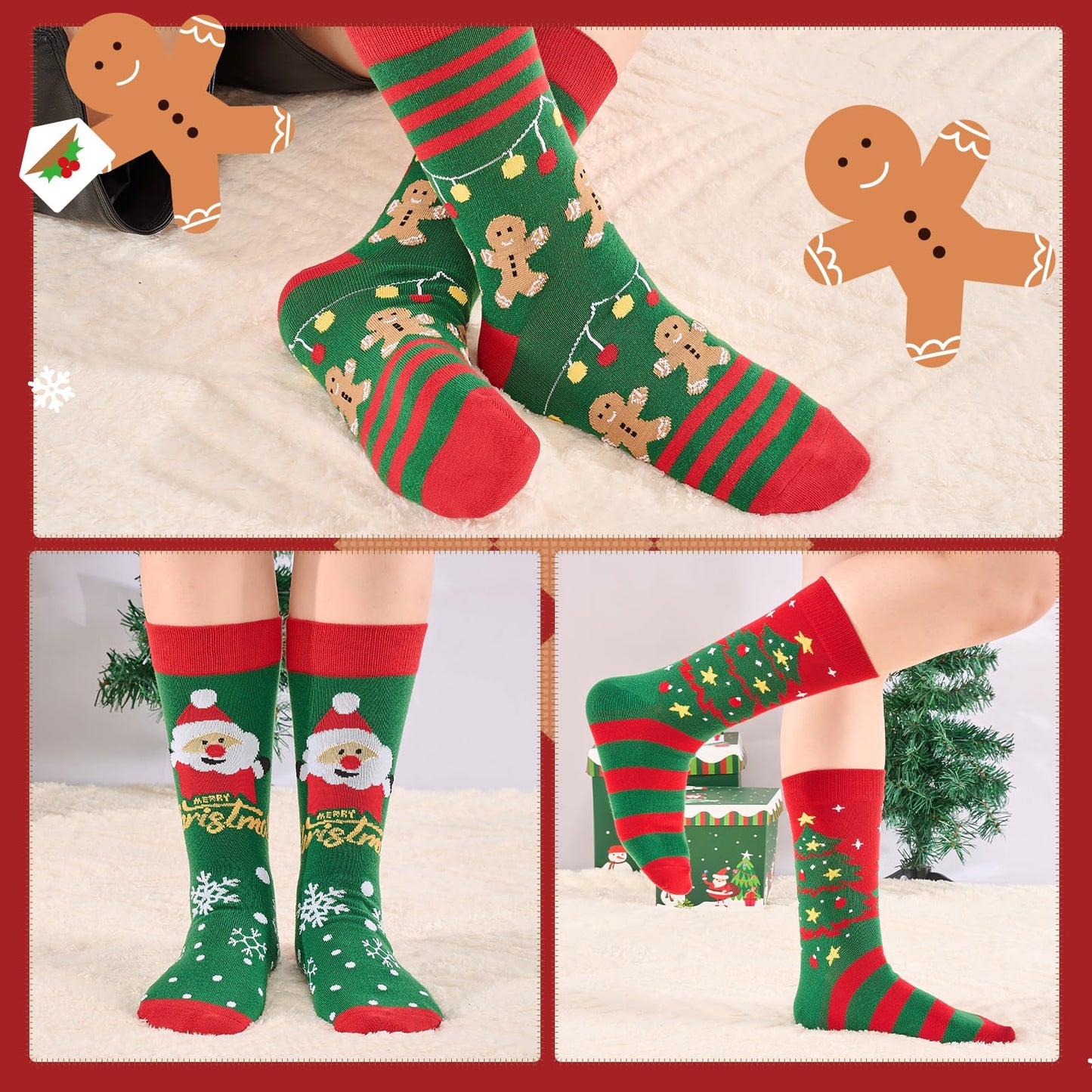 Christmas Socks for Women Men, Fun Santa Novelty Socks with Colorful Christmas Pattern Designs， Perfect Christmas Gifts - Medaid International