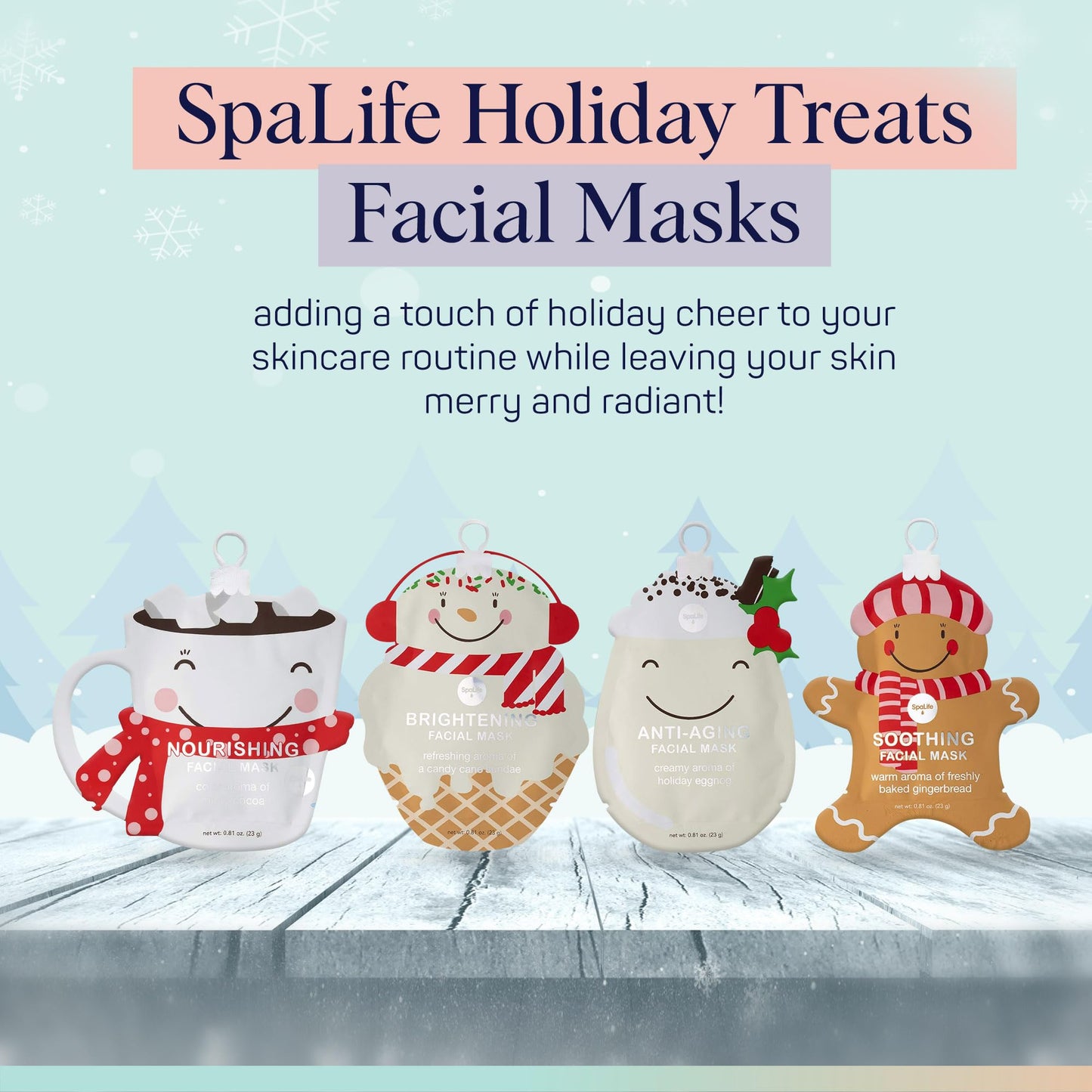 SpaLife Beauty Holiday Treats Christmas Face Mask Bundle | Korean Facial Mask | Hydrating, Soothing and Moisturizing Sheet Mask Set | Stocking Stuffers for Women | Bulk Christmas Gifts | 12 Pack - Medaid International