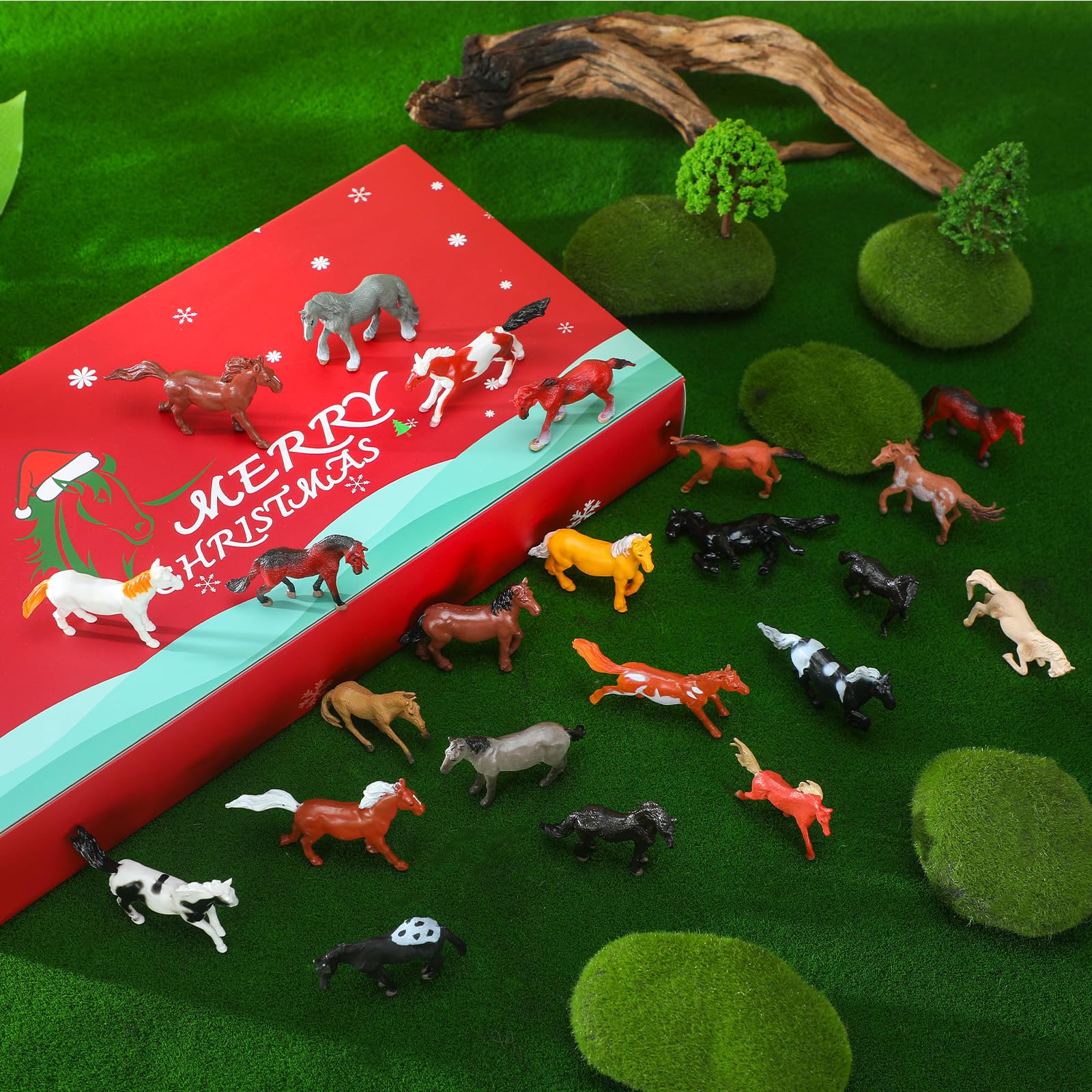 Jenaai 24 Pcs Horse Advent Calendar 2025 Christmas Countdown Calendar Holiday Collection 24 Days with Realistic Horse Figurines Farm Animal Xmas Gift and Surprise for Horses Lover - Medaid International