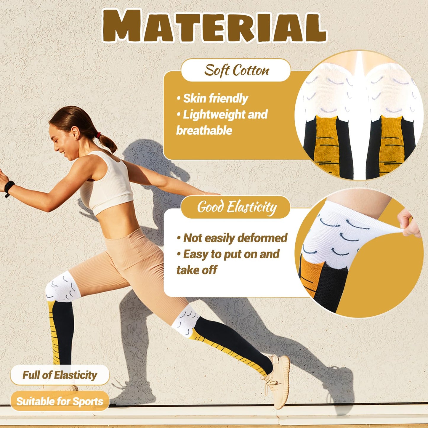 Xeehwb 8 Pairs Novelty Chicken Legs Socks,Funny Knee-High Chicken Socks,Crazy Animal Feet Sock for Women Men White Elephant Gifts,Birthday,Christmas - Medaid International