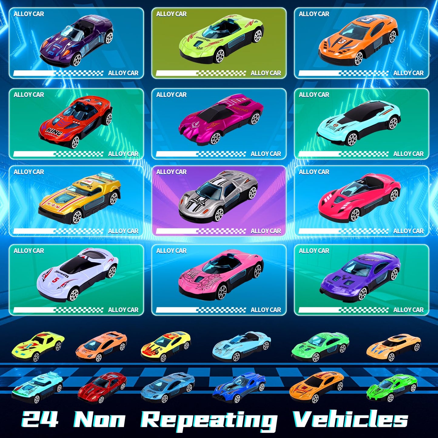 Advent Calendar Boys, 24 Pack Play Vehicles for Kids, Christmas Countdown Calendar, Ideal Gift for 3 4 5-7 8-12 Boys and Girls - Medaid International